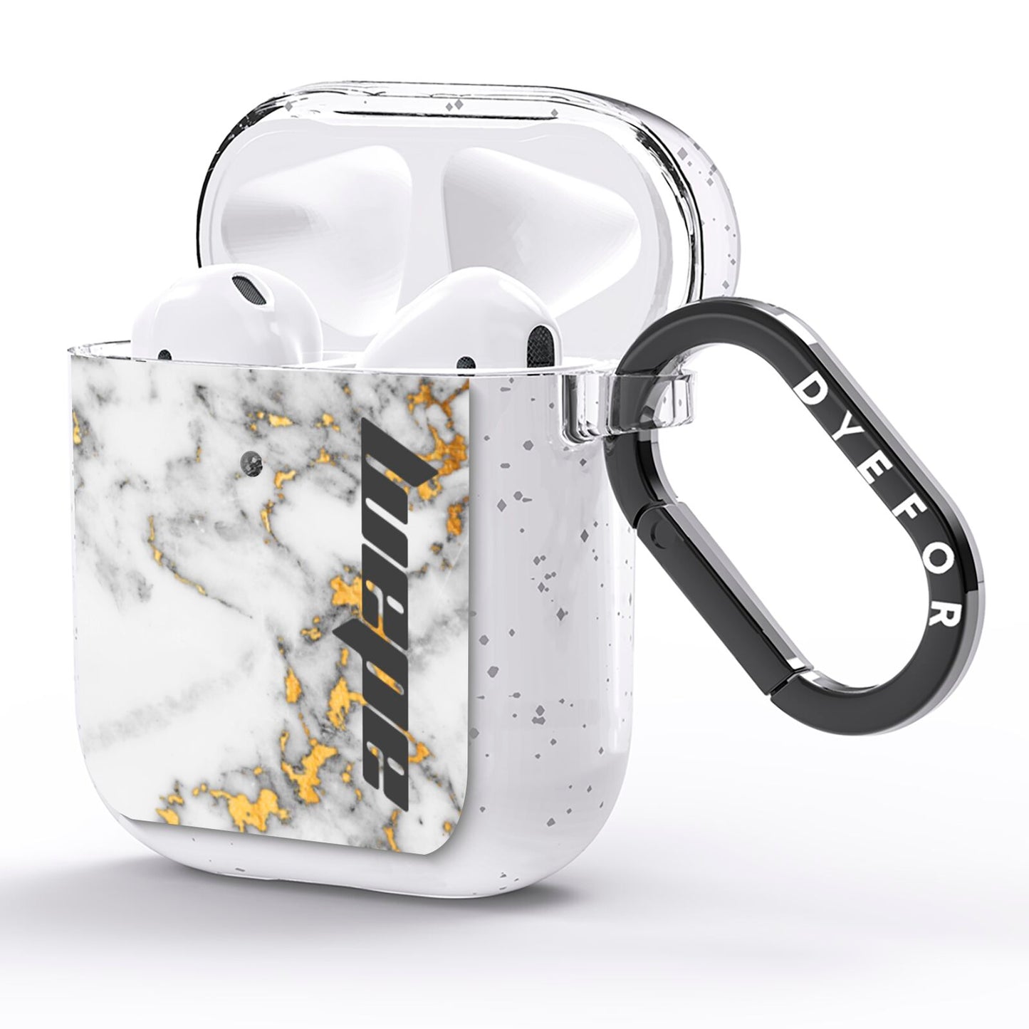 Personalised White Gold Marble Name AirPods Glitter Case Side Image