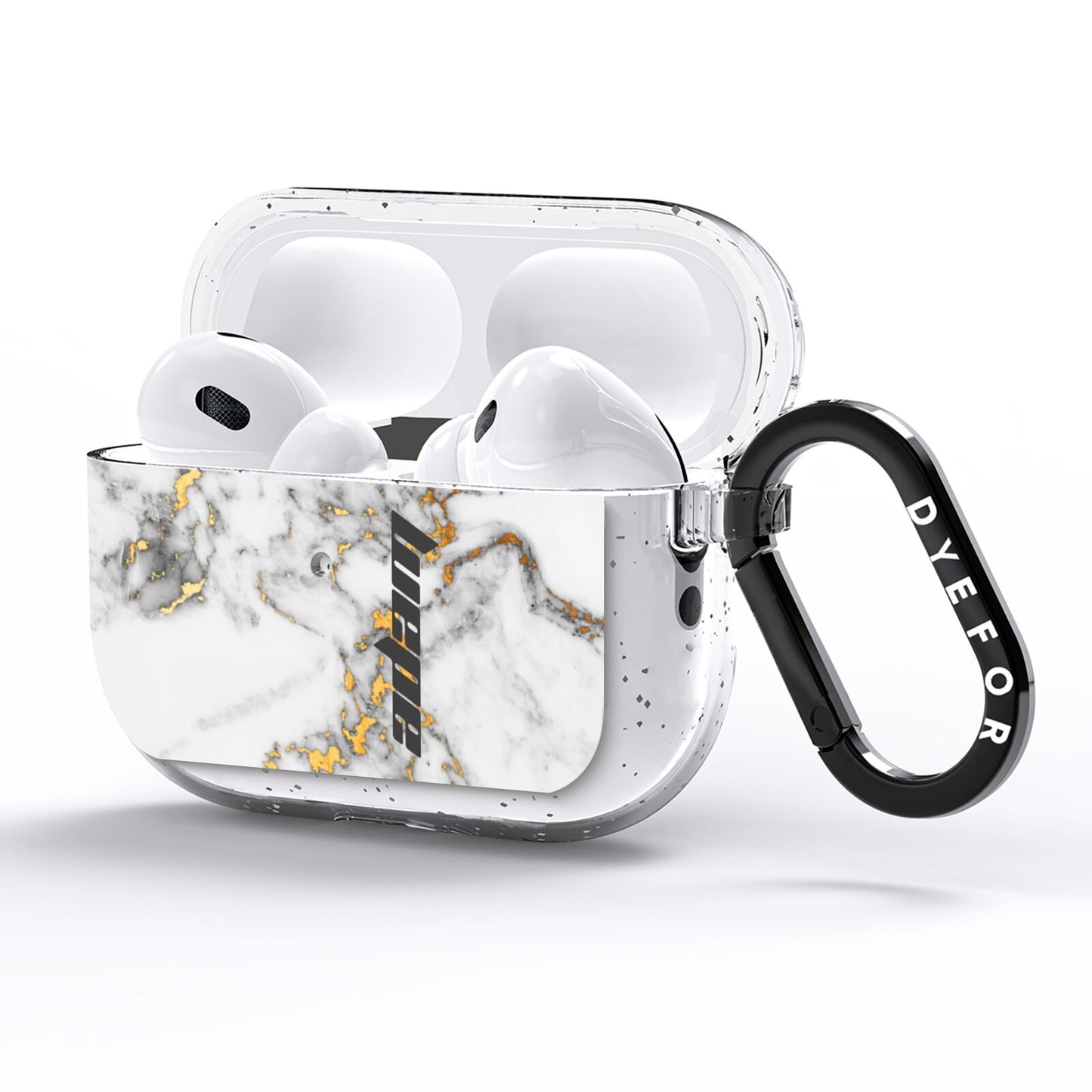 Personalised White Gold Marble Name AirPods Pro Glitter Case Side Image