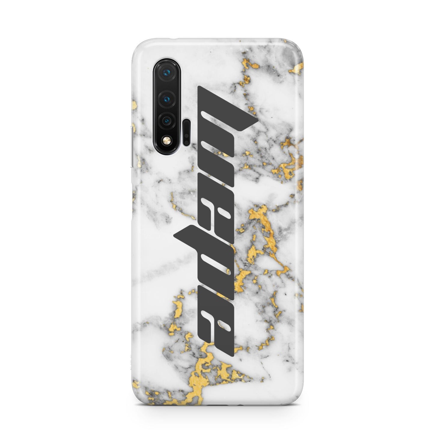 Personalised White Gold Marble Name Huawei Nova 6 Phone Case