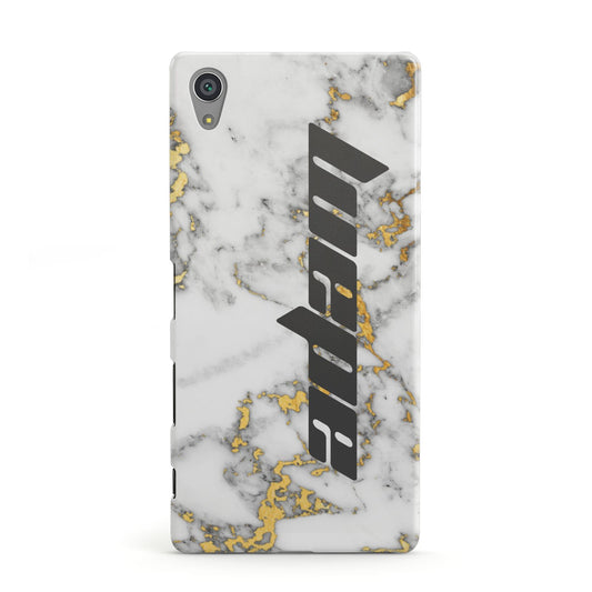 Personalised White Gold Marble Name Sony Xperia Case