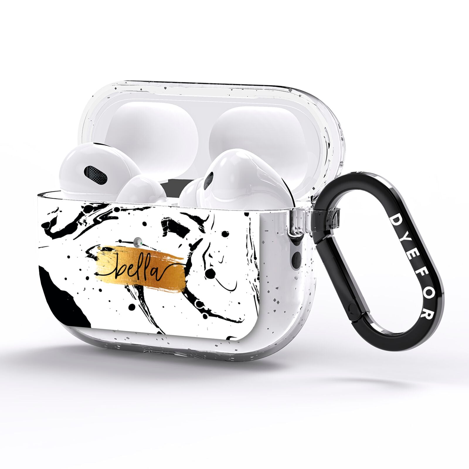 Personalised White Gold Swirl Marble AirPods Pro Glitter Case Side Image