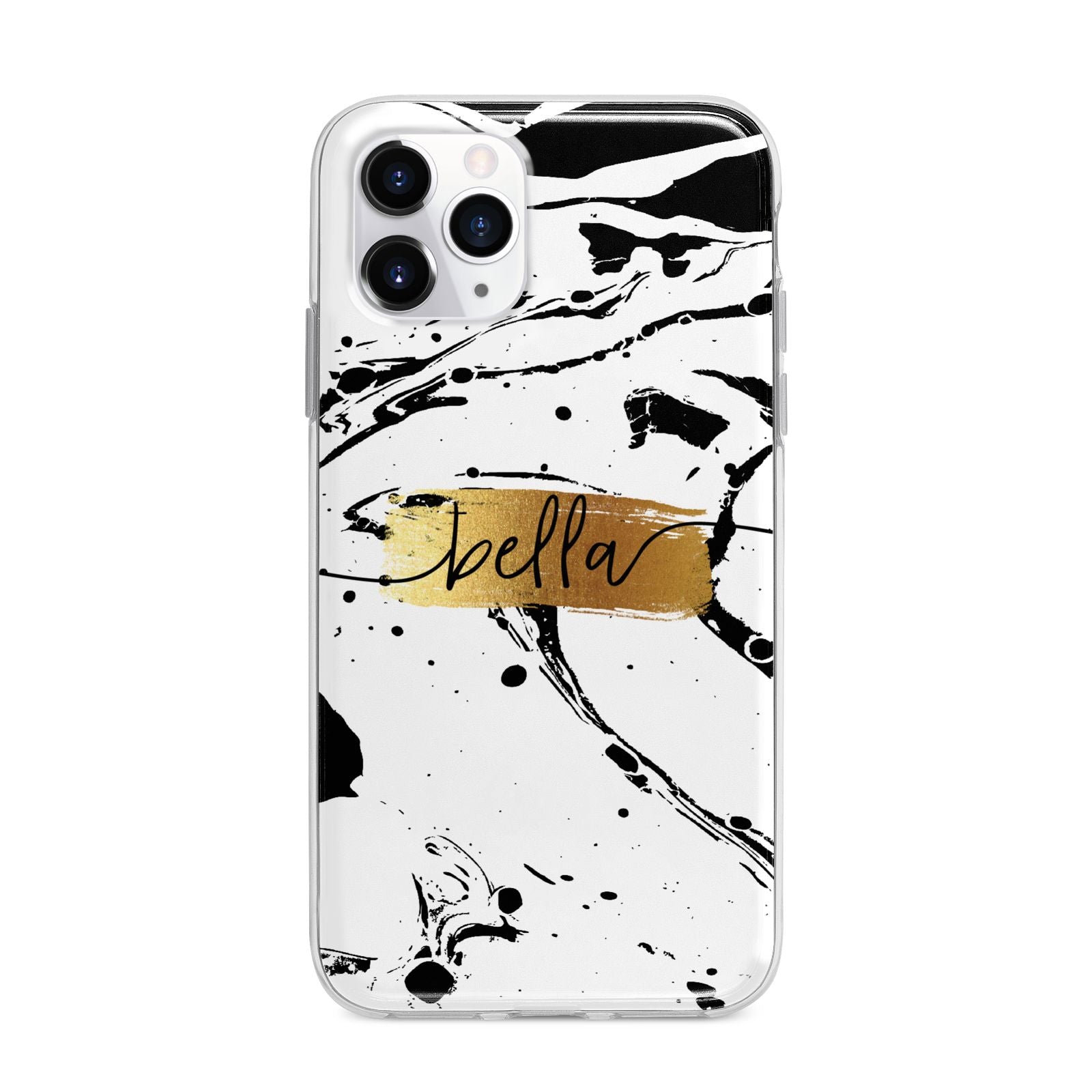 Personalised White Gold Swirl Marble Apple iPhone 11 Pro Max in Silver with Bumper Case