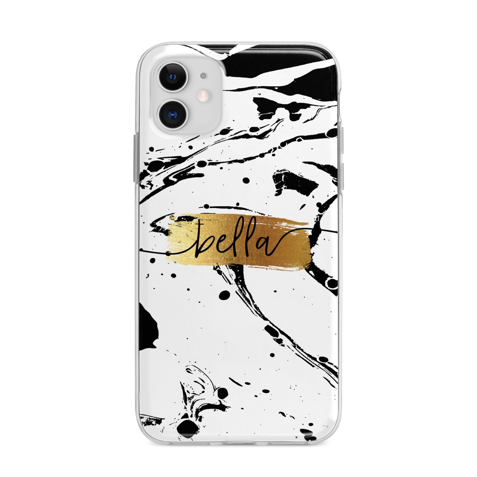 Personalised White Gold Swirl Marble Apple iPhone 11 in White with Bumper Case