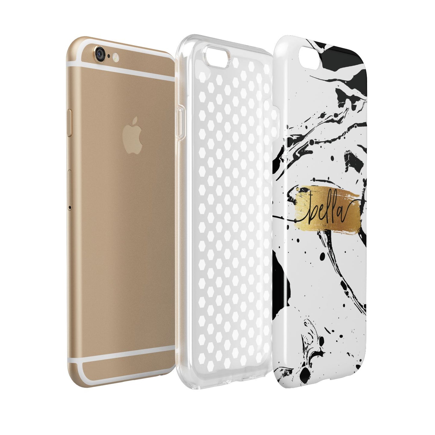 Personalised White Gold Swirl Marble Apple iPhone 6 3D Tough Case Expanded view
