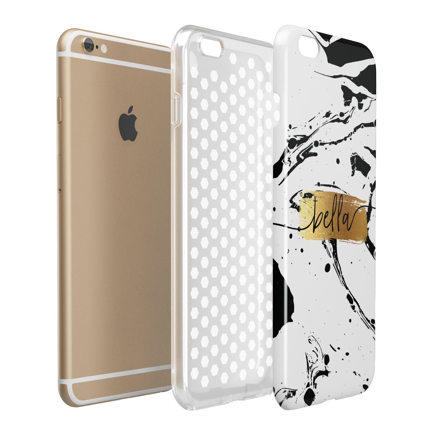 Personalised White Gold Swirl Marble Apple iPhone 6 Plus 3D Tough Case Expand Detail Image