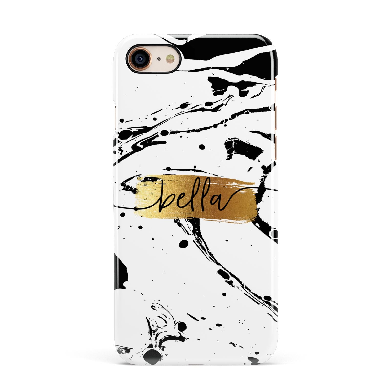 Personalised White Gold Swirl Marble Apple iPhone 7 8 3D Snap Case