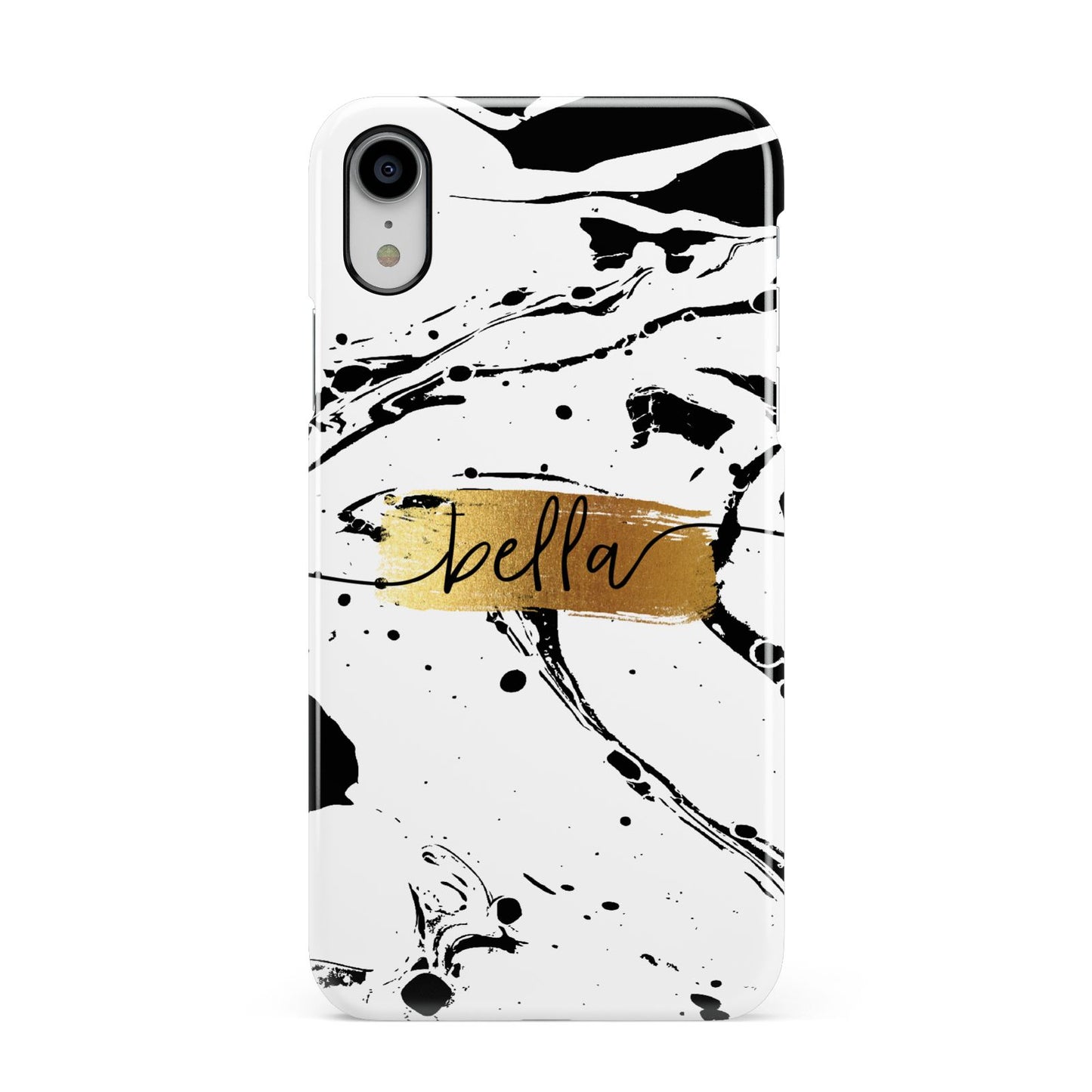 Personalised White Gold Swirl Marble Apple iPhone XR White 3D Snap Case