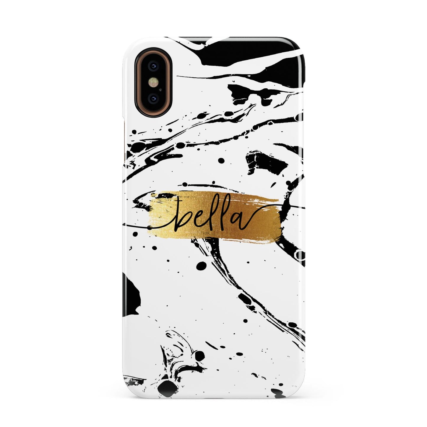 Personalised White Gold Swirl Marble Apple iPhone XS 3D Snap Case