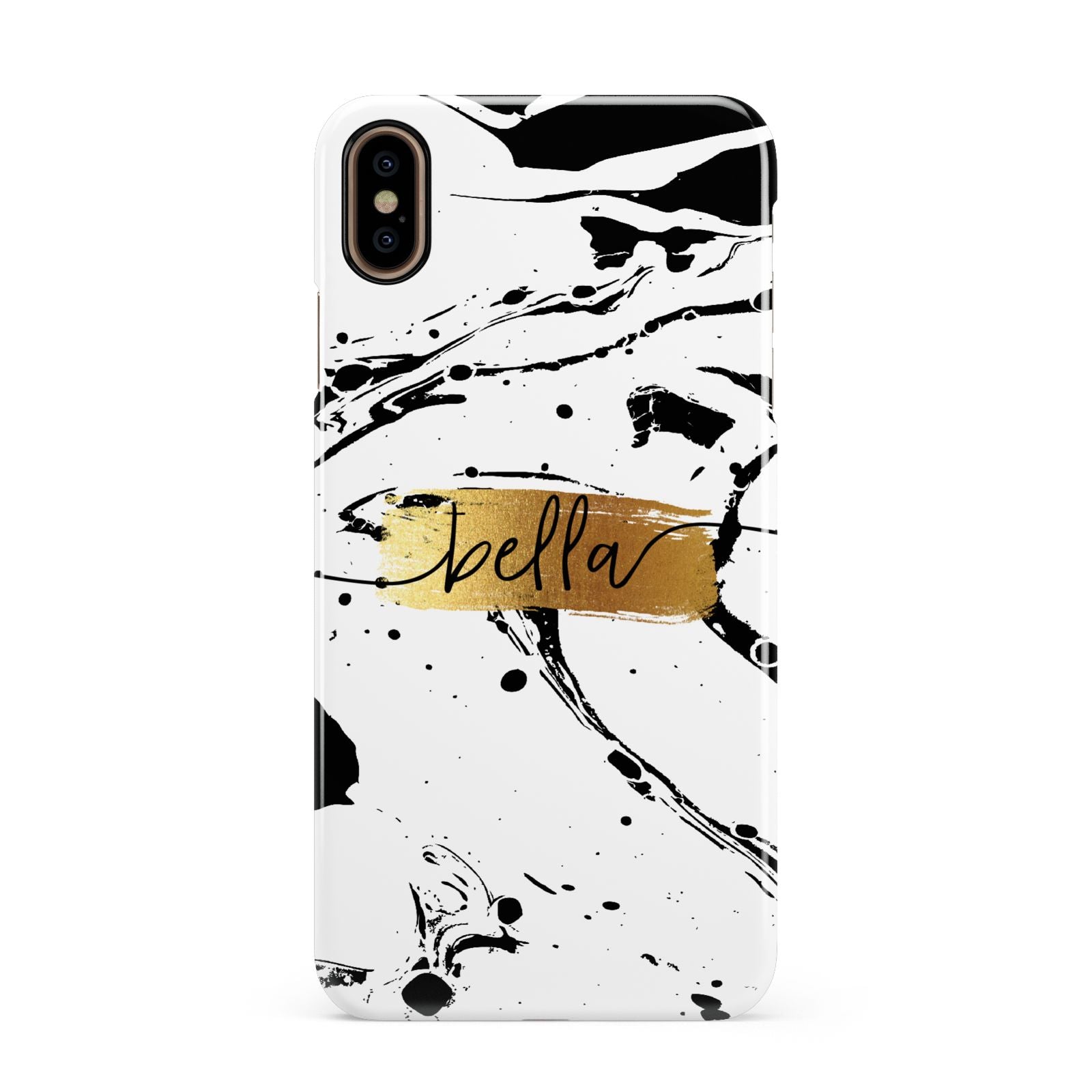 Personalised White Gold Swirl Marble Apple iPhone Xs Max 3D Snap Case