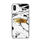 Personalised White Gold Swirl Marble Apple iPhone Xs Max Impact Case Black Edge on Silver Phone