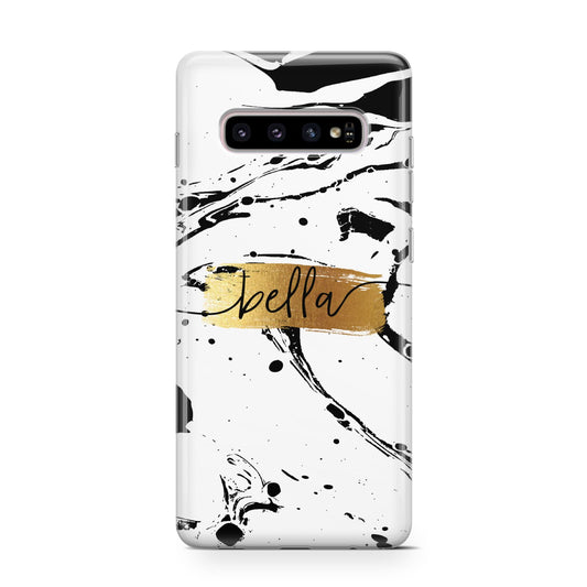 Personalised White Gold Swirl Marble Protective Samsung Galaxy Case