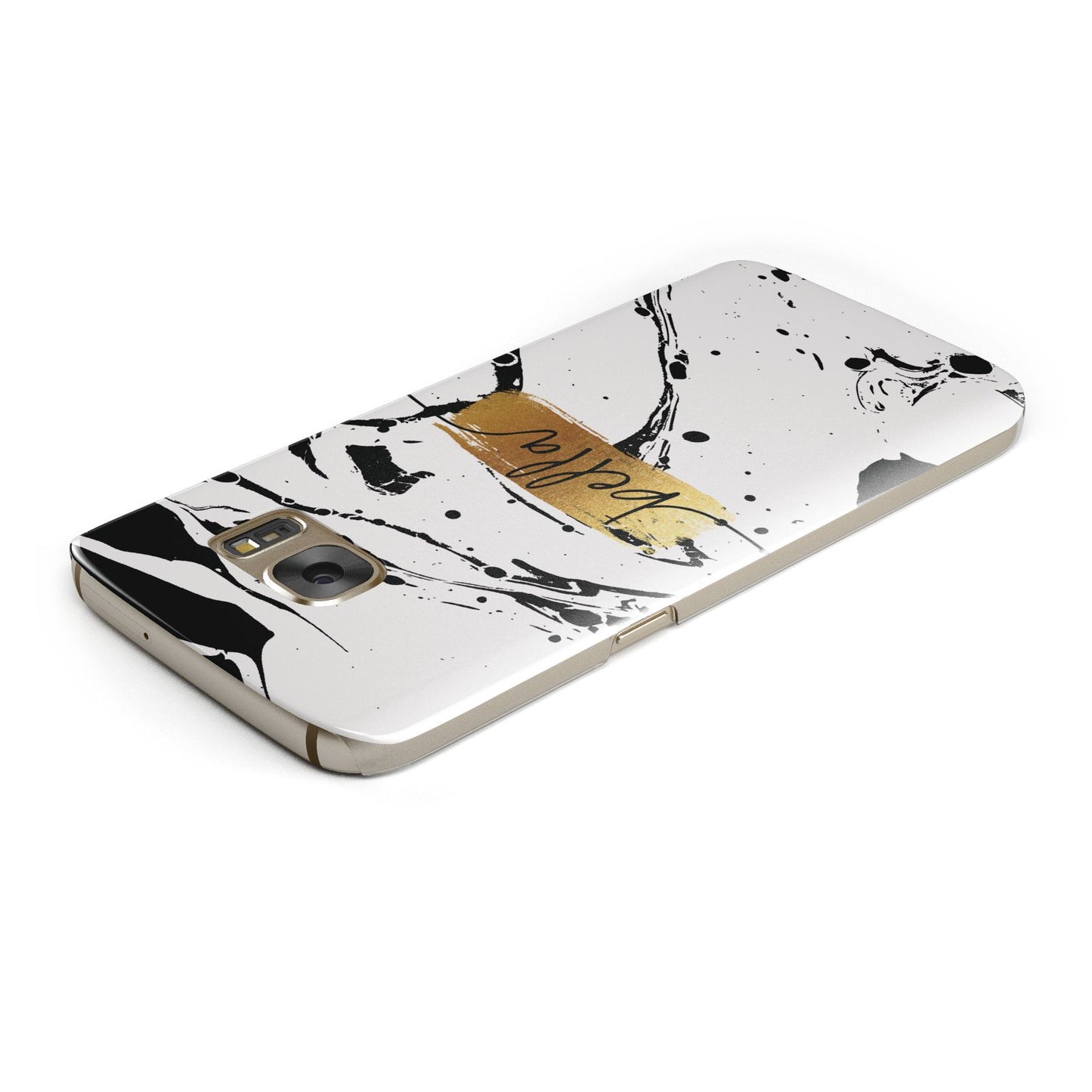 Personalised White Gold Swirl Marble Samsung Galaxy Case Top Cutout