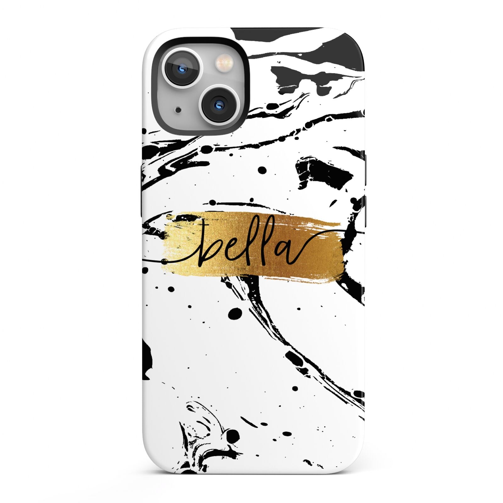 Personalised White Gold Swirl Marble iPhone 13 Full Wrap 3D Tough Case