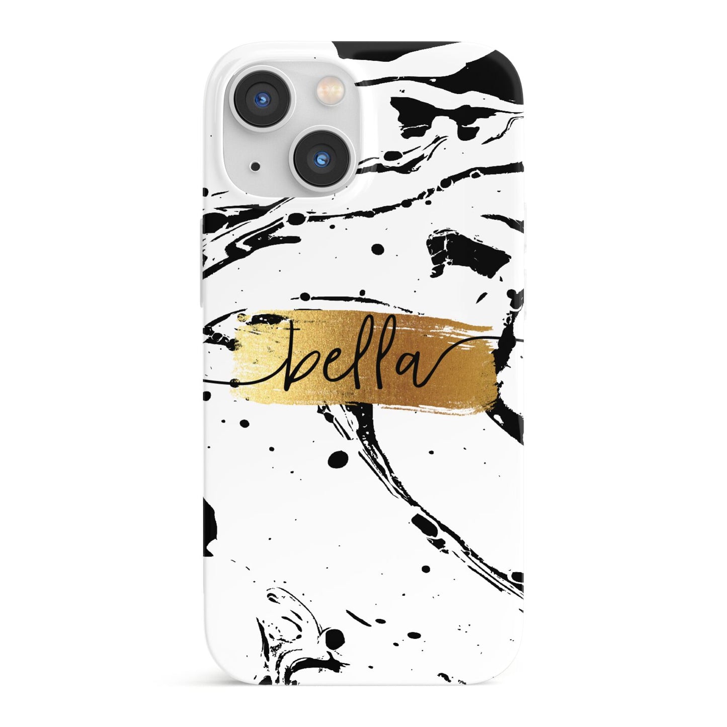 Personalised White Gold Swirl Marble iPhone 13 Mini Full Wrap 3D Snap Case