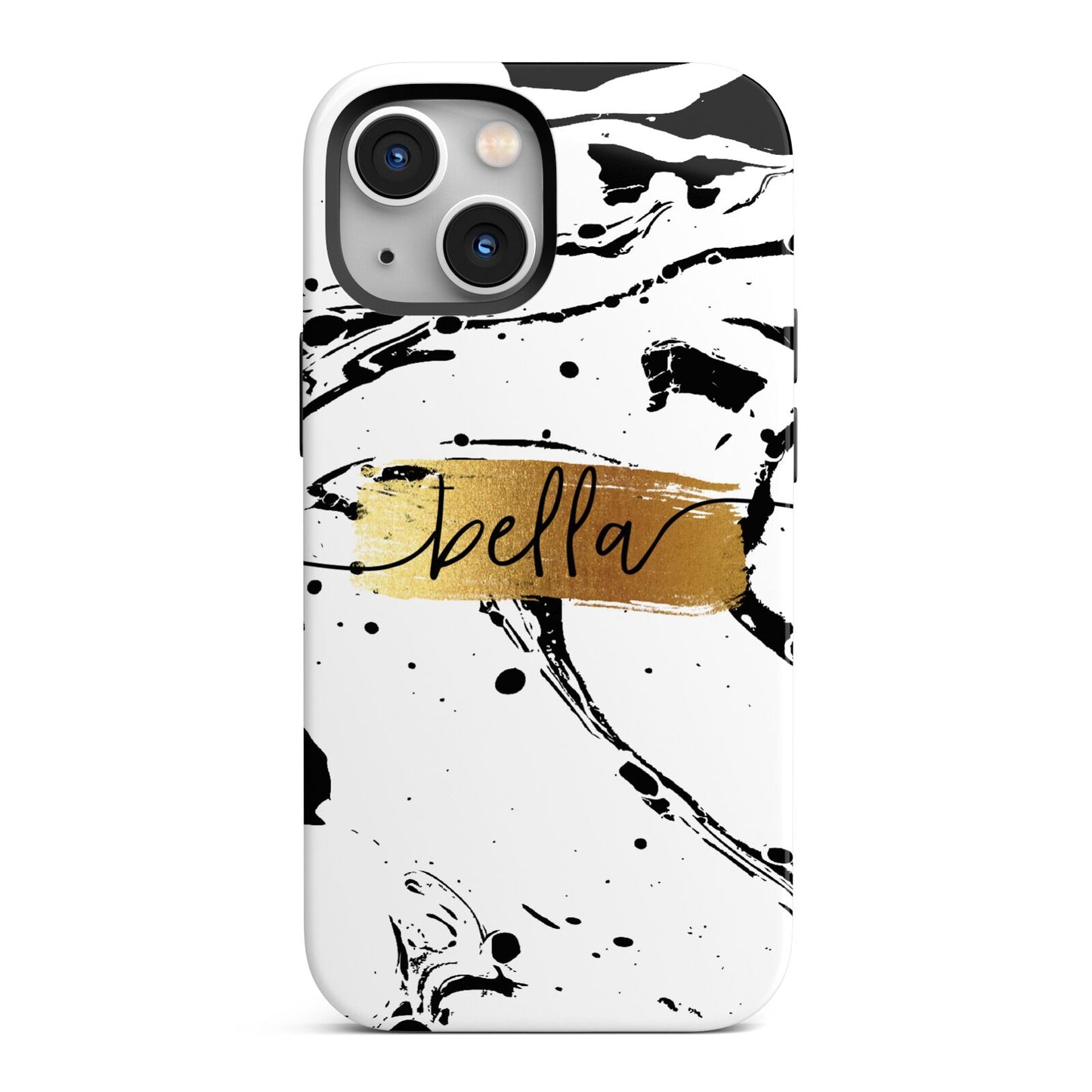 Personalised White Gold Swirl Marble iPhone 13 Mini Full Wrap 3D Tough Case