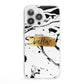 Personalised White Gold Swirl Marble iPhone 13 Pro Clear Bumper Case