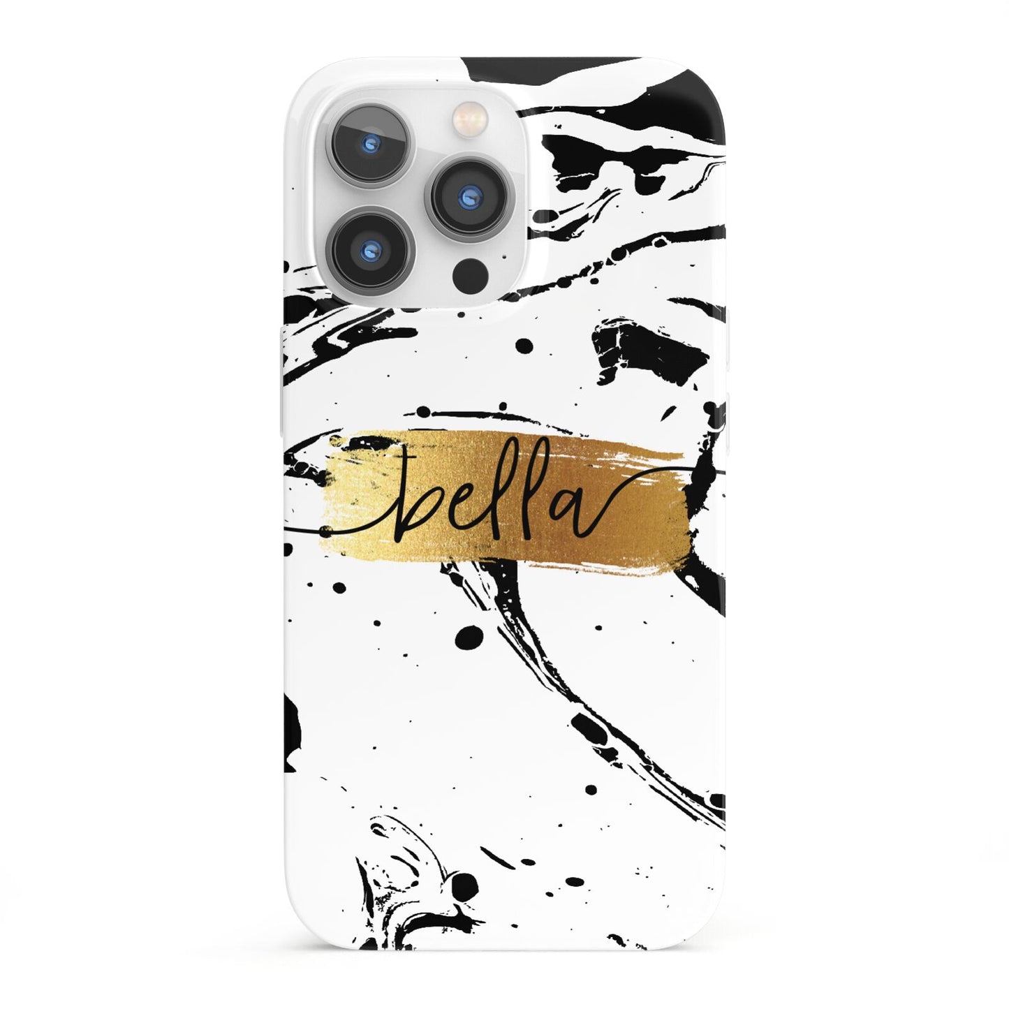 Personalised White Gold Swirl Marble iPhone 13 Pro Full Wrap 3D Snap Case