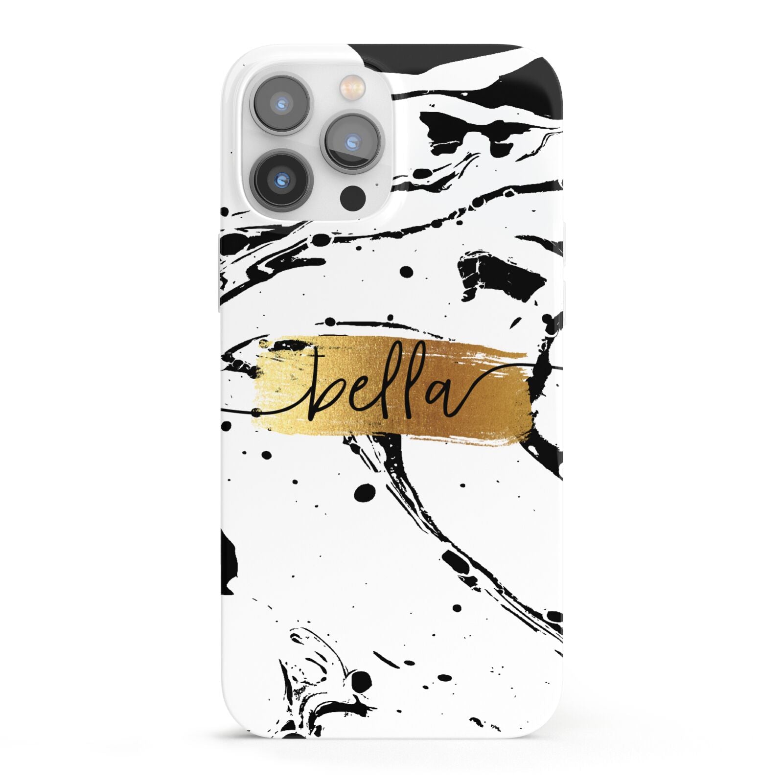 Personalised White Gold Swirl Marble iPhone 13 Pro Max Full Wrap 3D Snap Case