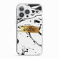 Personalised White Gold Swirl Marble iPhone 13 Pro TPU Impact Case with White Edges