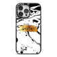 Personalised White Gold Swirl Marble iPhone 14 Pro Max Black Impact Case on Silver phone