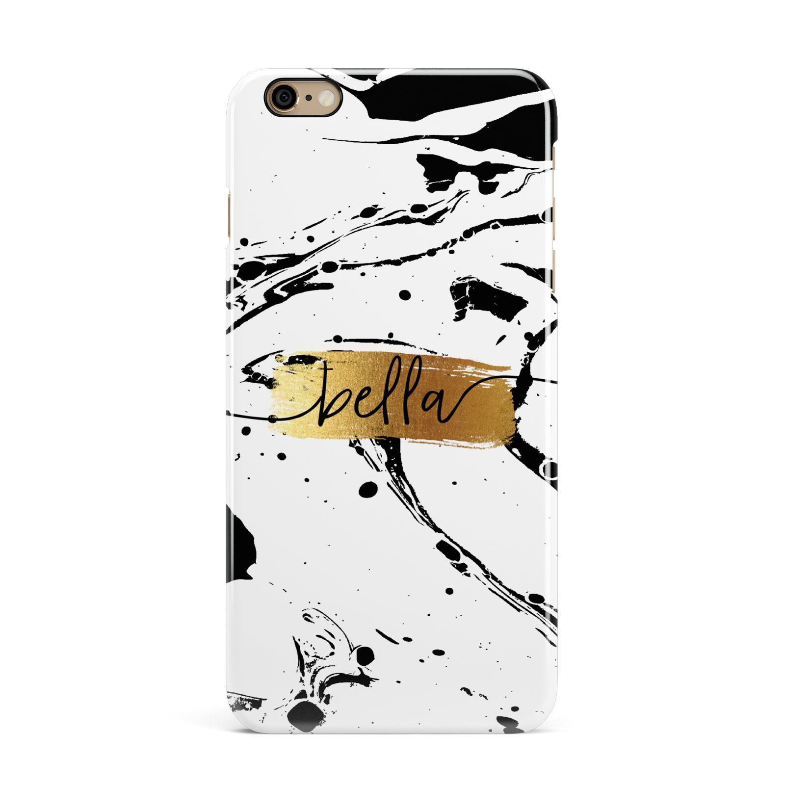 Personalised White Gold Swirl Marble iPhone 6 Plus 3D Snap Case on Gold Phone