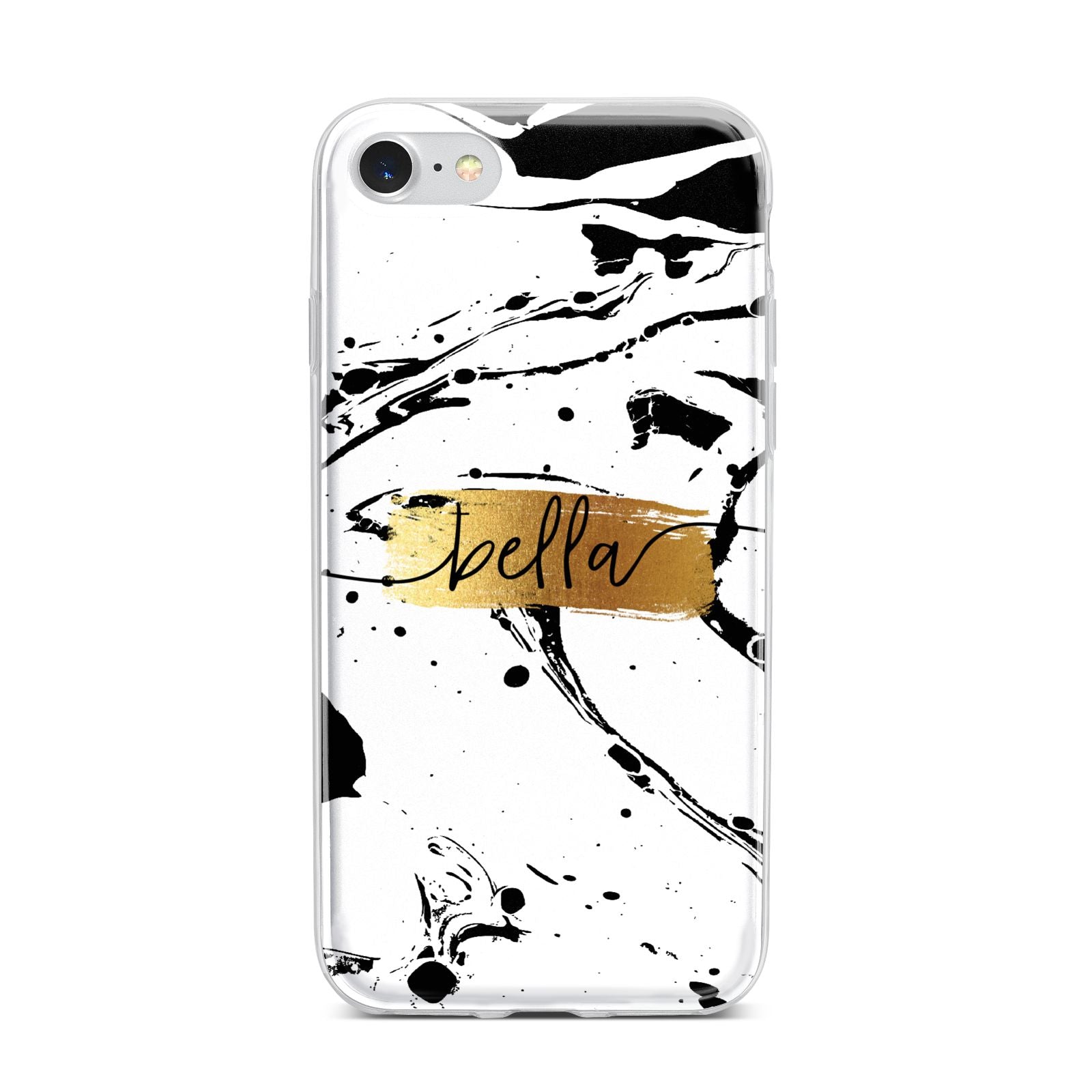Personalised White Gold Swirl Marble iPhone 7 Bumper Case on Silver iPhone