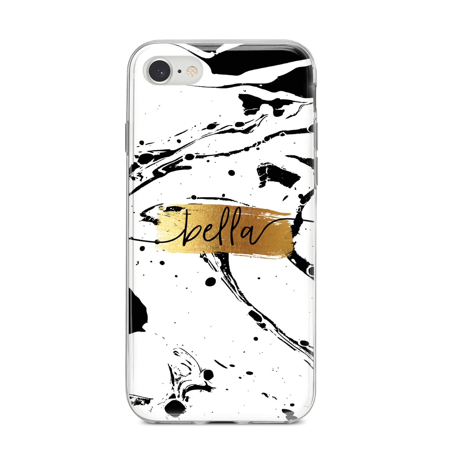 Personalised White Gold Swirl Marble iPhone 8 Bumper Case on Silver iPhone