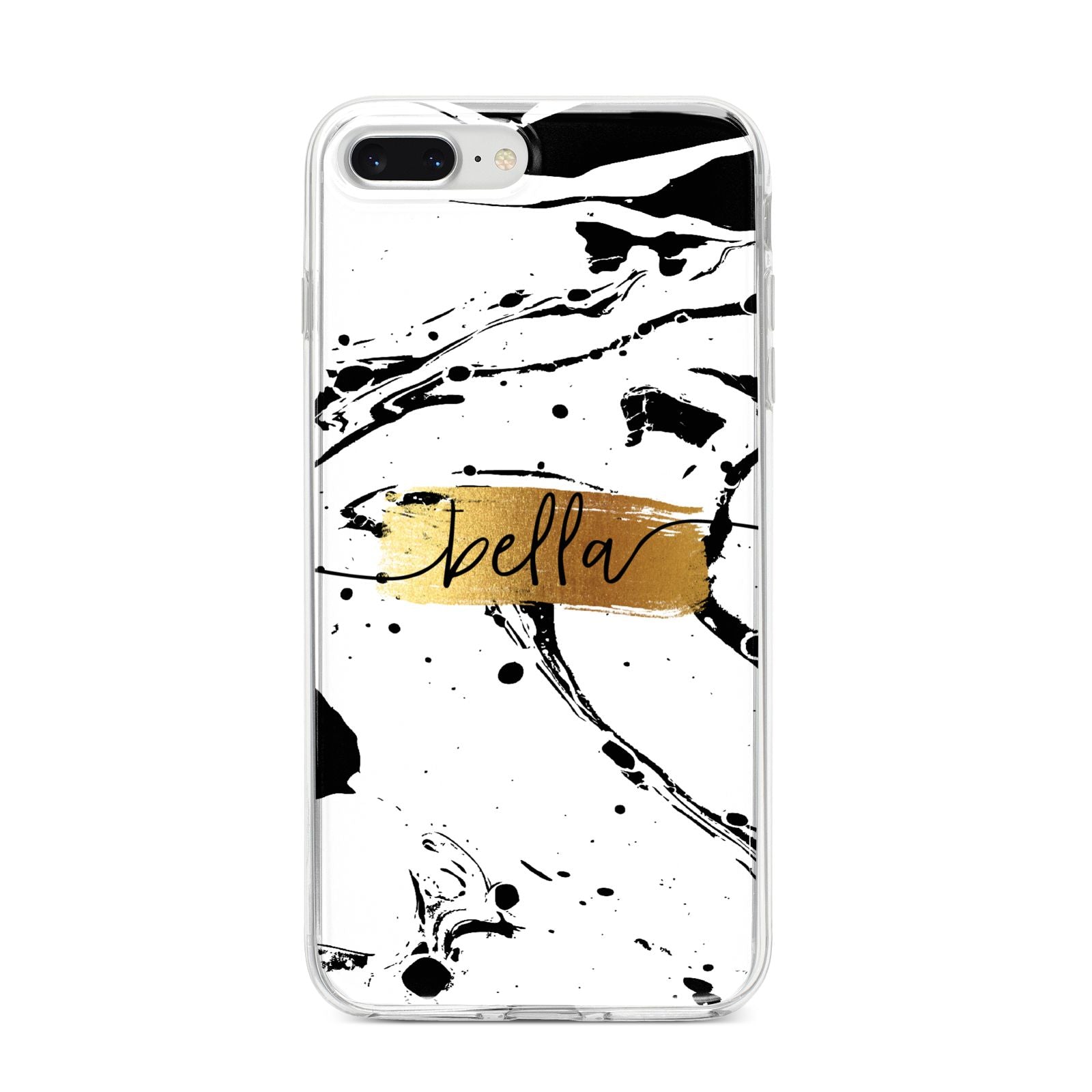 Personalised White Gold Swirl Marble iPhone 8 Plus Bumper Case on Silver iPhone