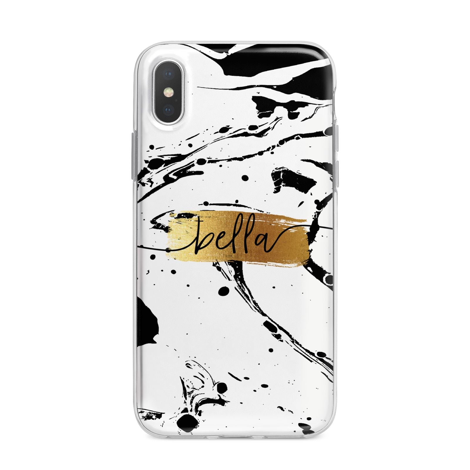 Personalised White Gold Swirl Marble iPhone X Bumper Case on Silver iPhone Alternative Image 1