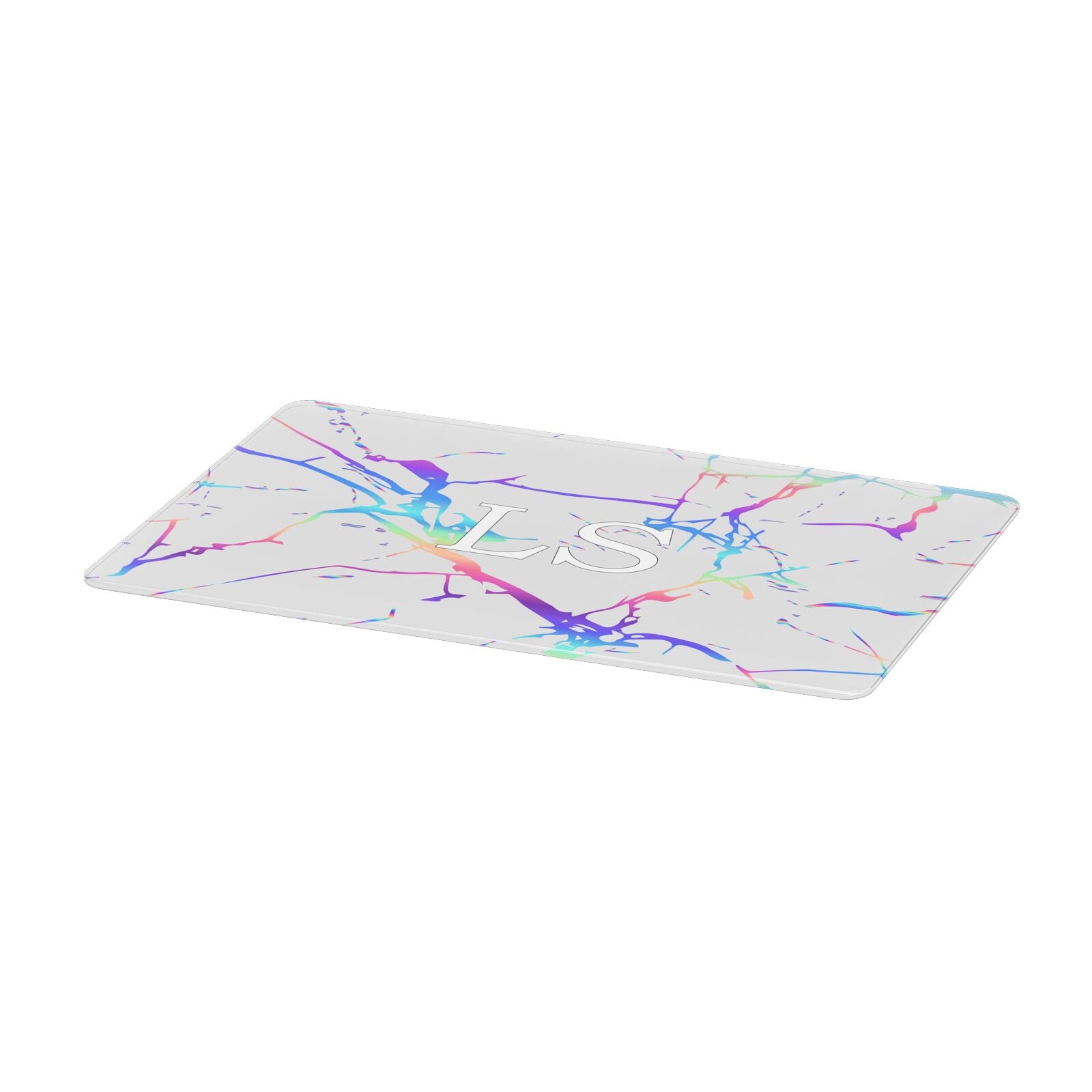 Personalised White Holographic Marble Initials Apple MacBook Case Only