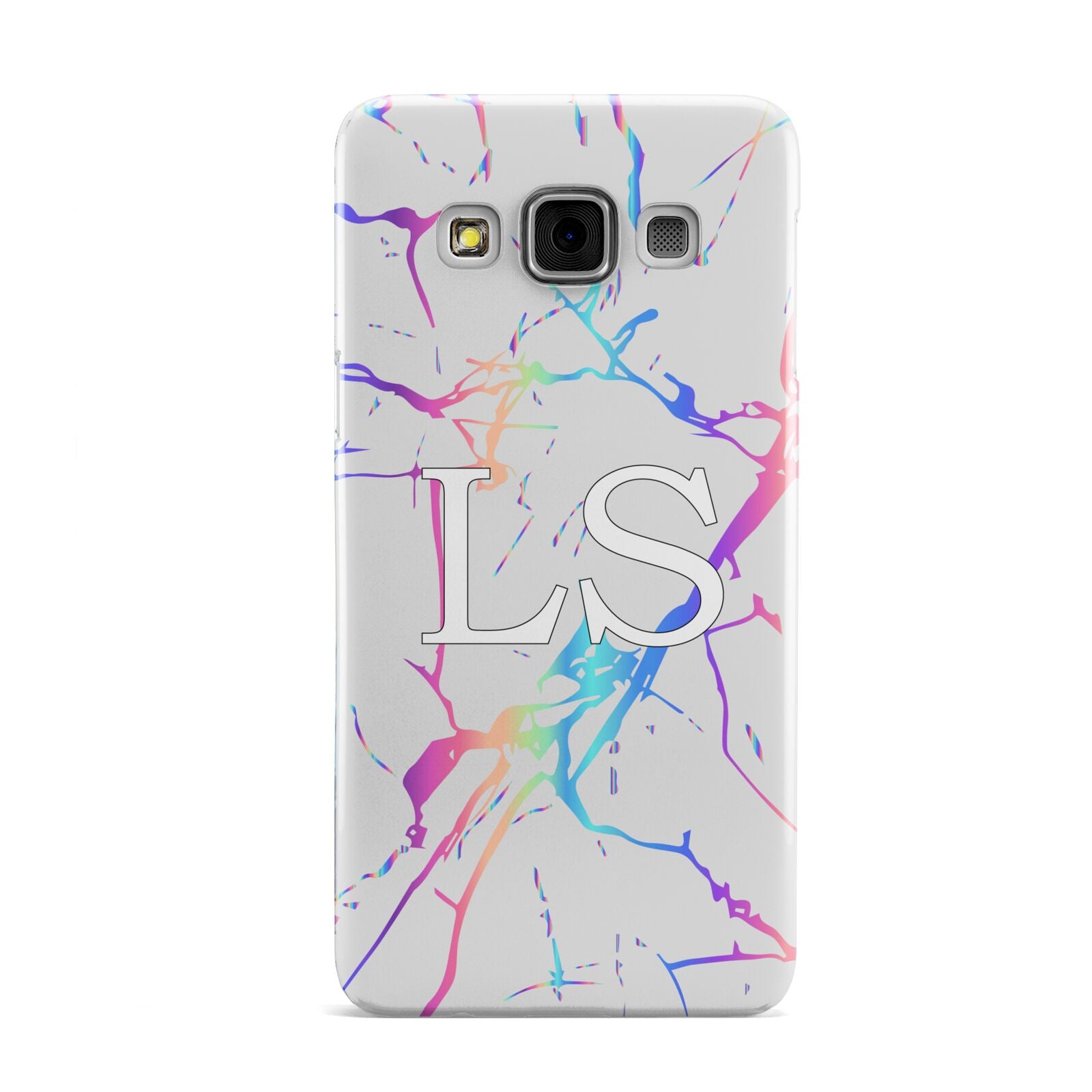 Personalised White Holographic Marble Initials Samsung Galaxy A3 Case