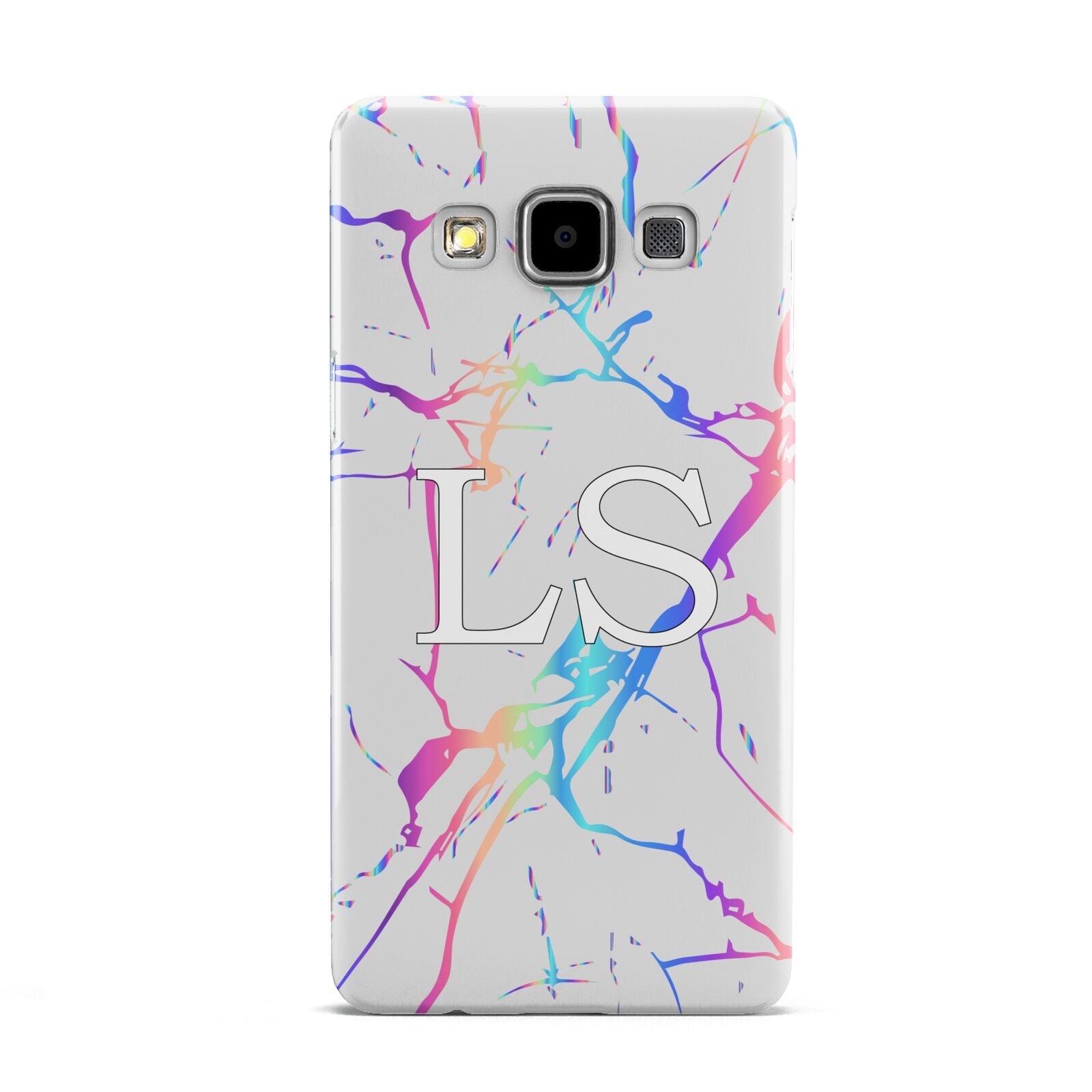 Personalised White Holographic Marble Initials Samsung Galaxy A5 Case