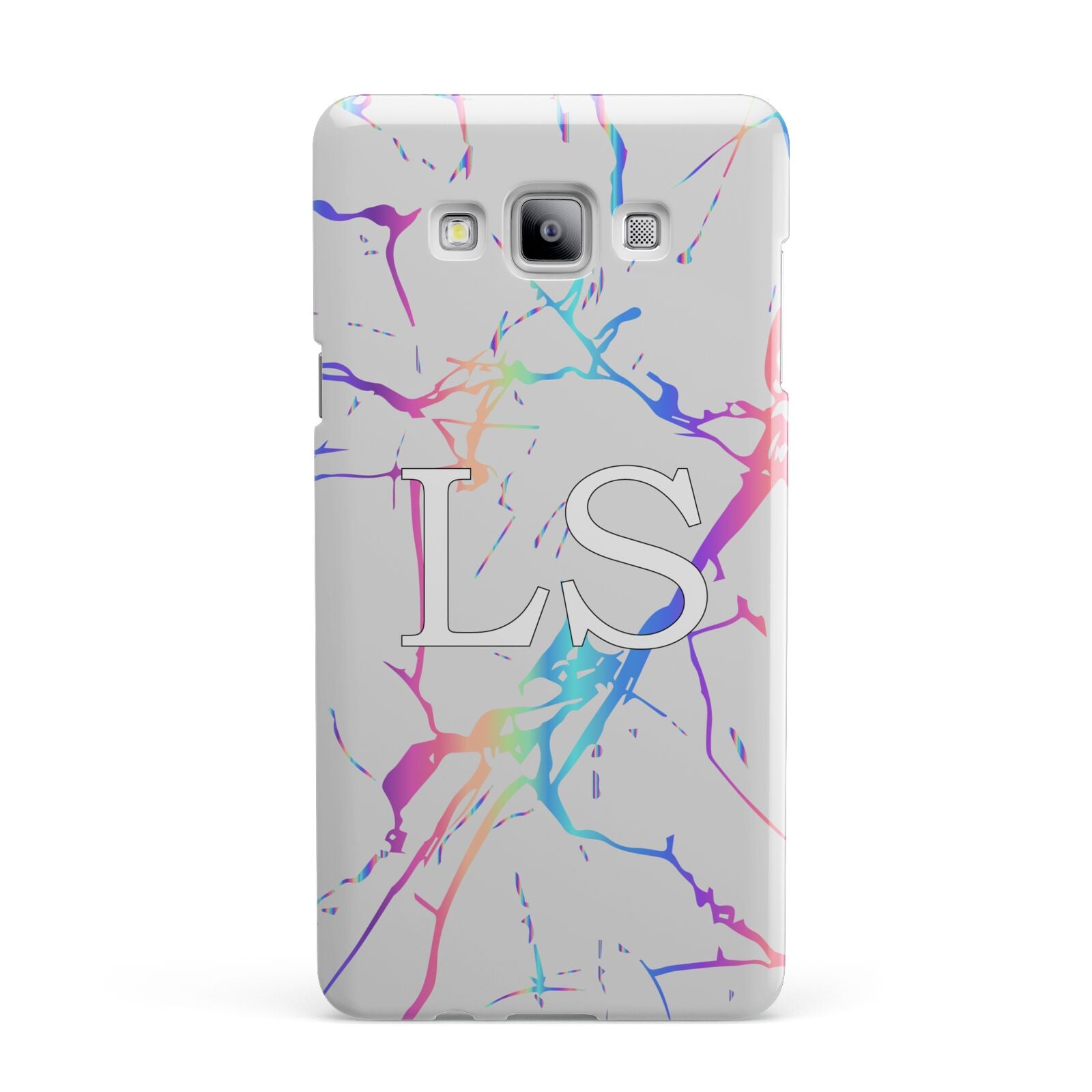 Personalised White Holographic Marble Initials Samsung Galaxy A7 2015 Case