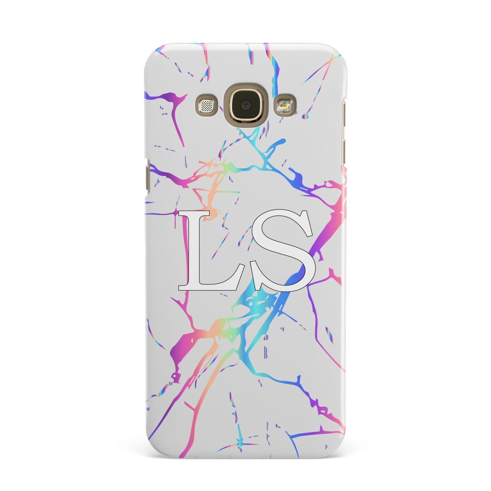 Personalised White Holographic Marble Initials Samsung Galaxy A8 Case