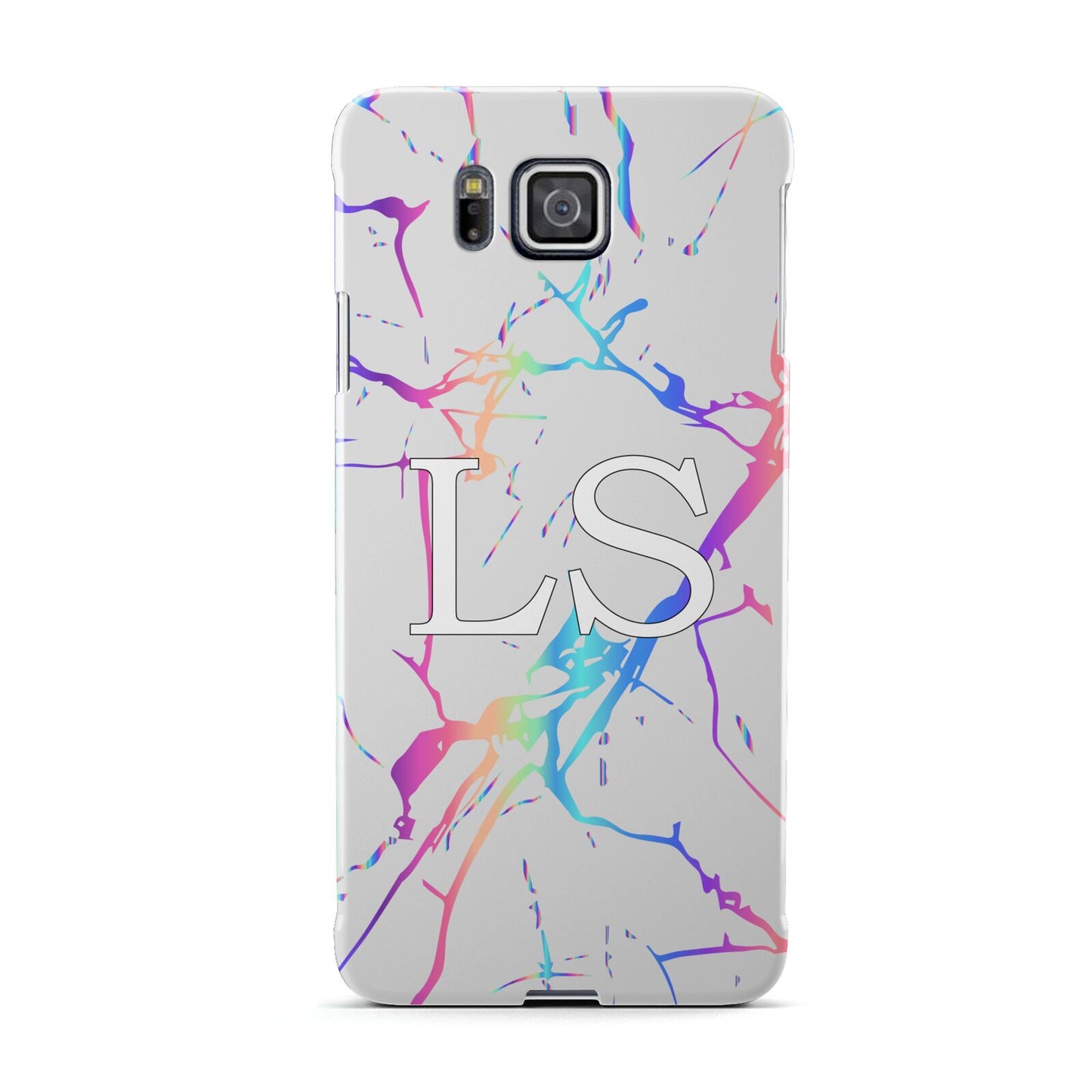 Personalised White Holographic Marble Initials Samsung Galaxy Alpha Case