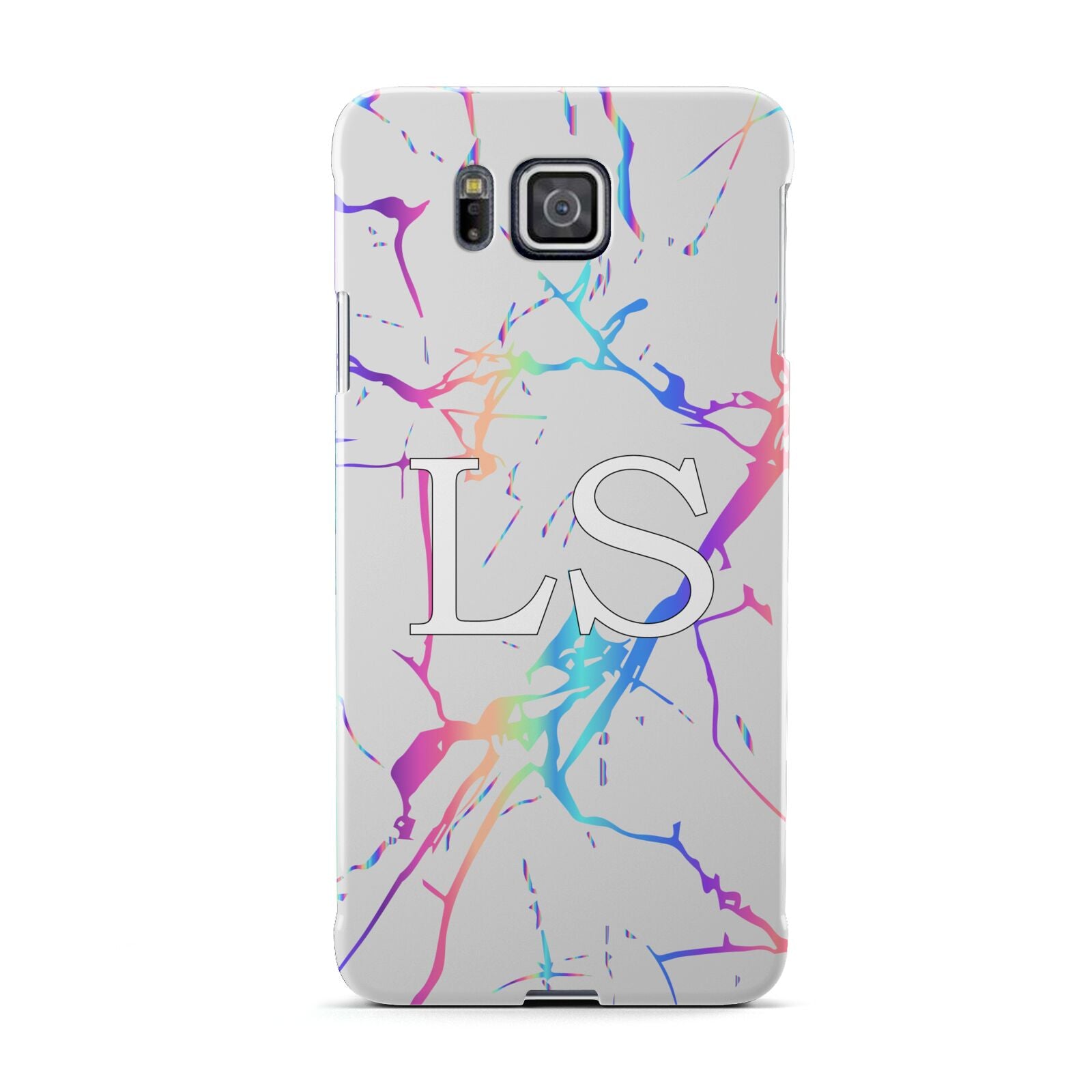 Personalised White Holographic Marble Initials Samsung Galaxy Alpha Case