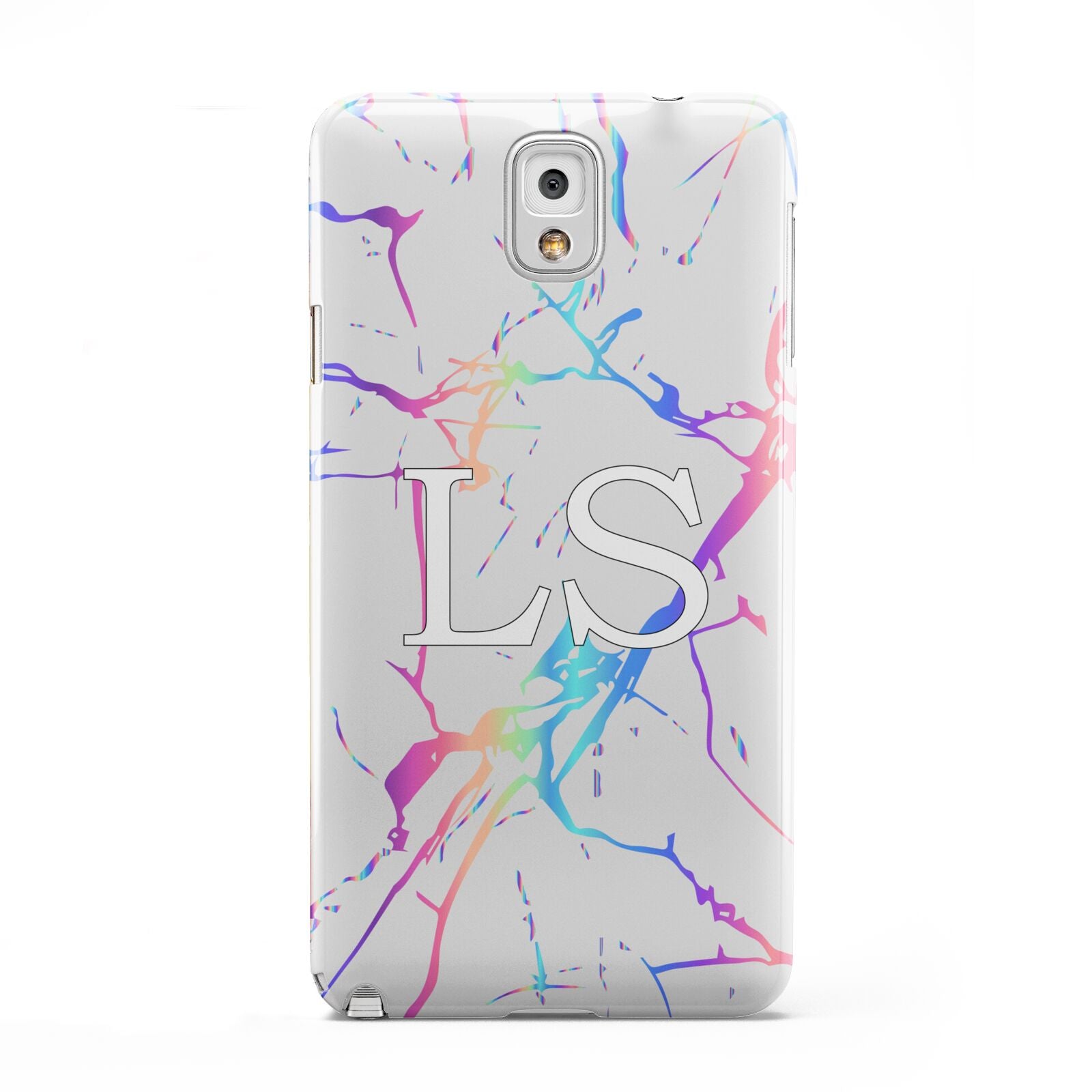 Personalised White Holographic Marble Initials Samsung Galaxy Note 3 Case