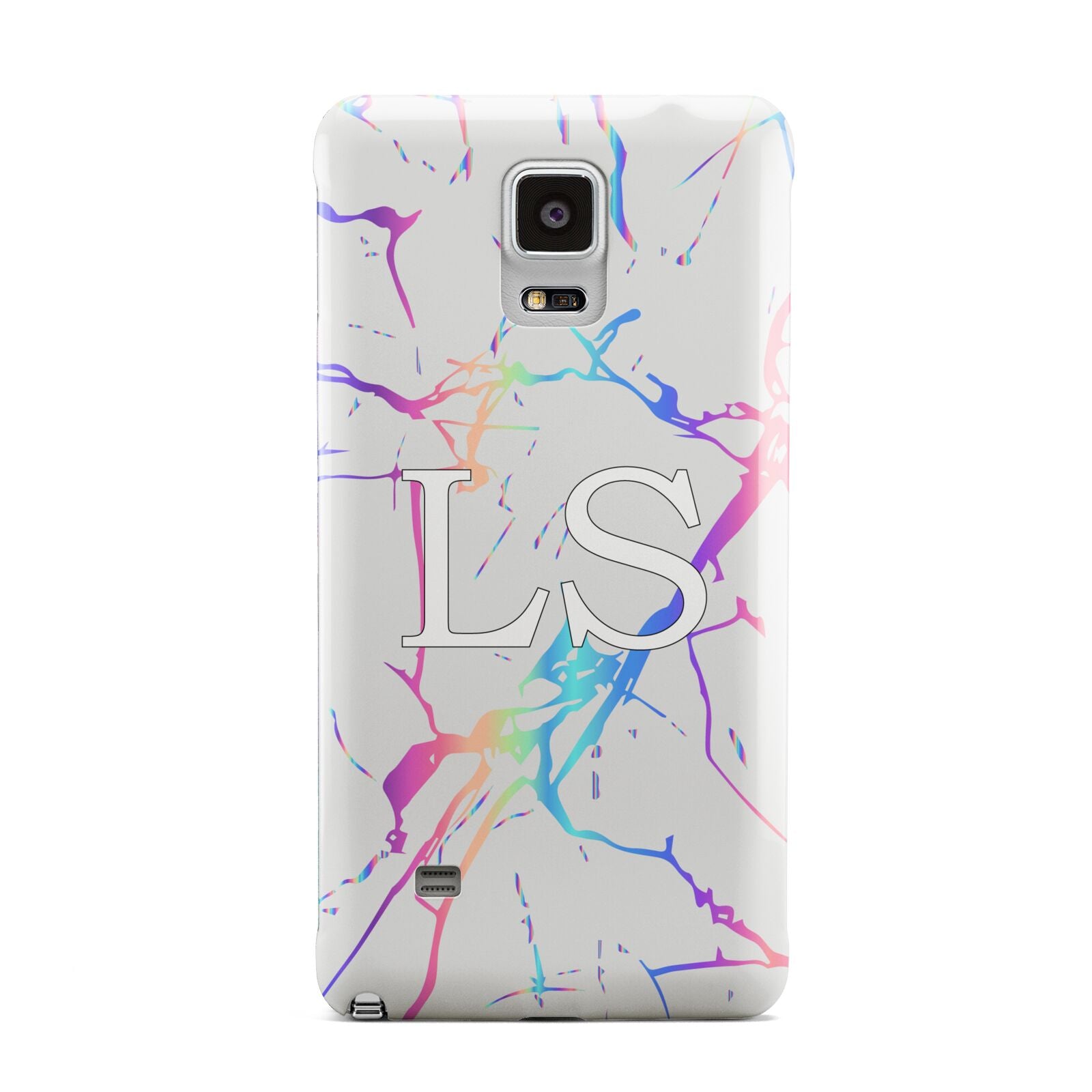 Personalised White Holographic Marble Initials Samsung Galaxy Note 4 Case