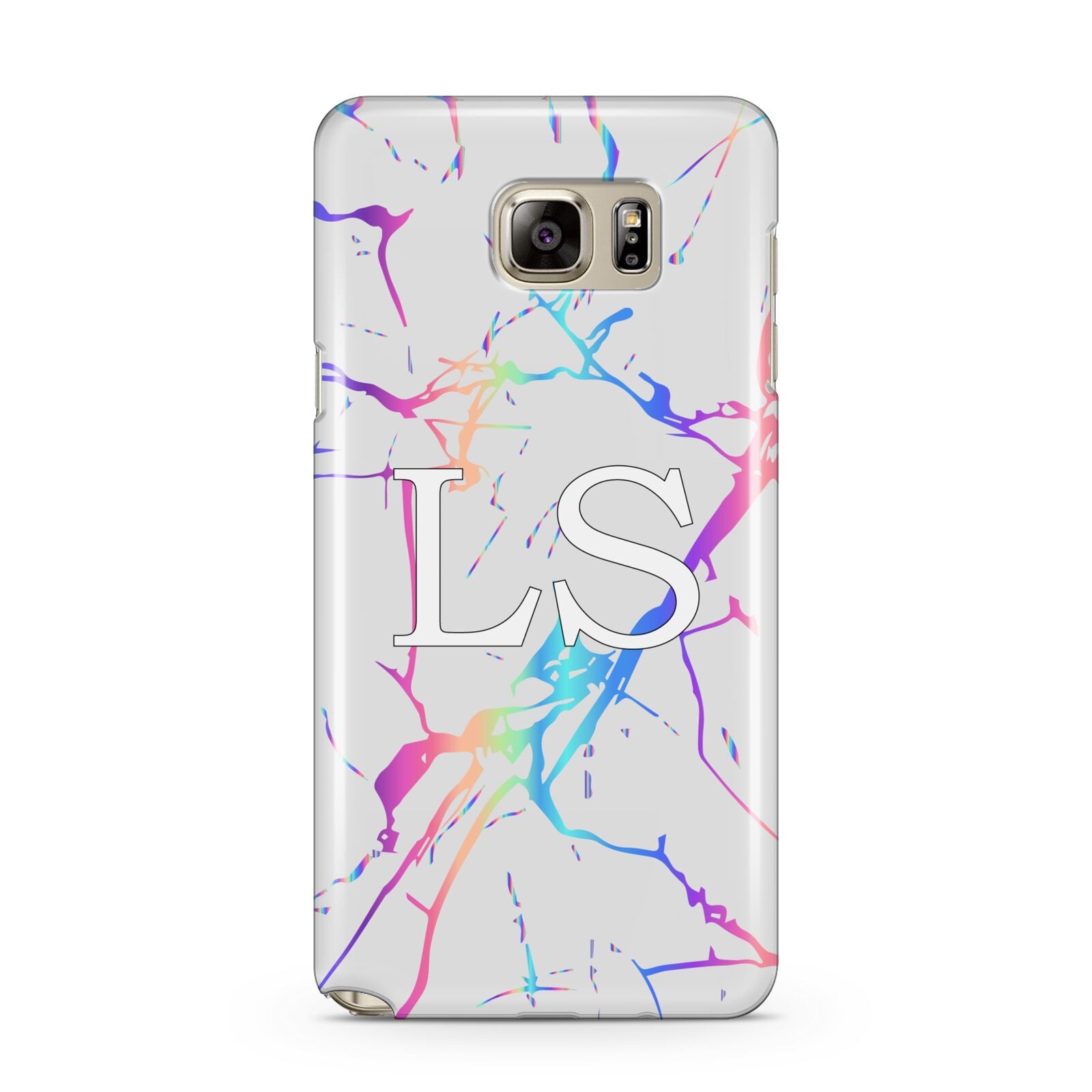 Personalised White Holographic Marble Initials Samsung Galaxy Note 5 Case