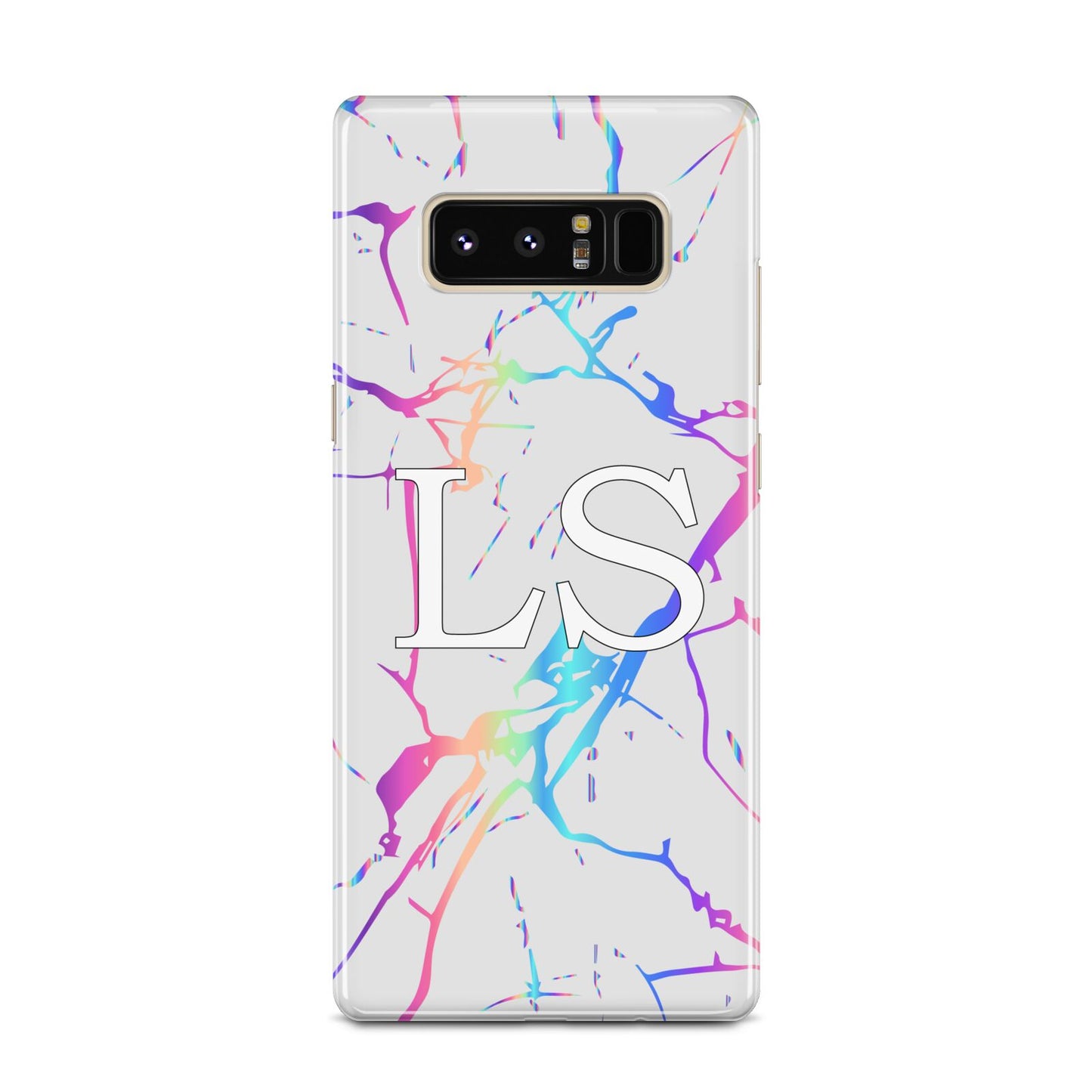 Personalised White Holographic Marble Initials Samsung Galaxy Note 8 Case