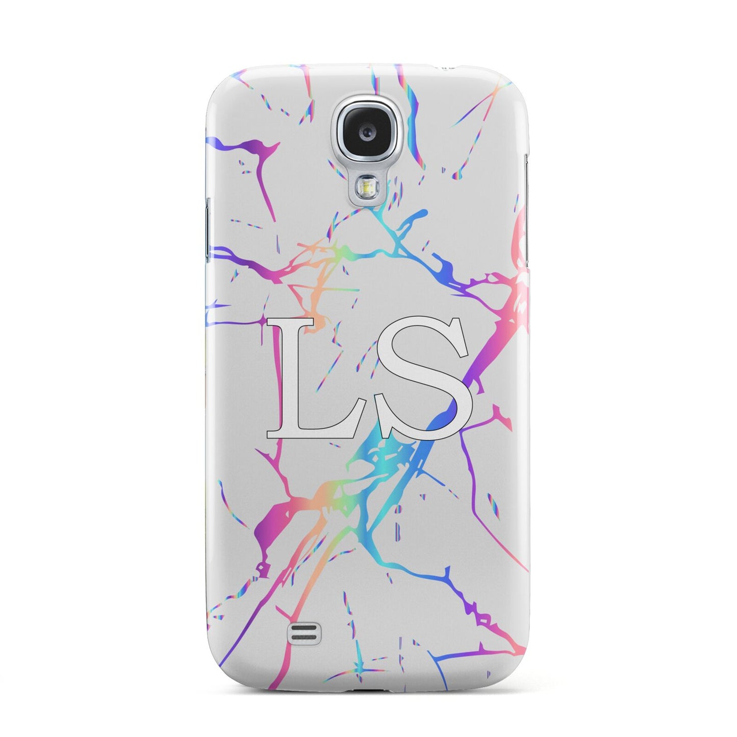 Personalised White Holographic Marble Initials Samsung Galaxy S4 Case