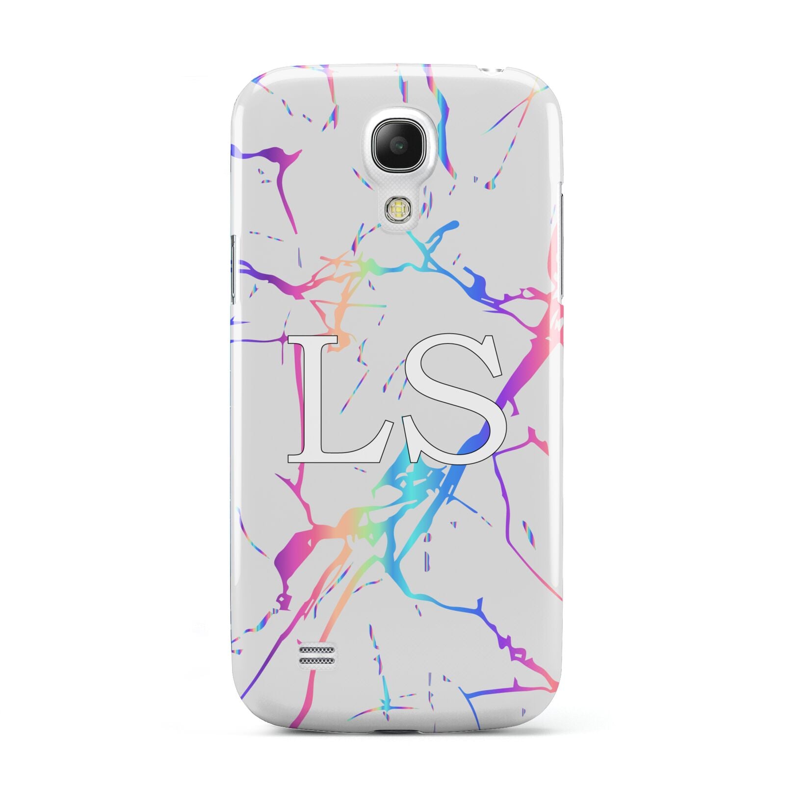 Personalised White Holographic Marble Initials Samsung Galaxy S4 Mini Case