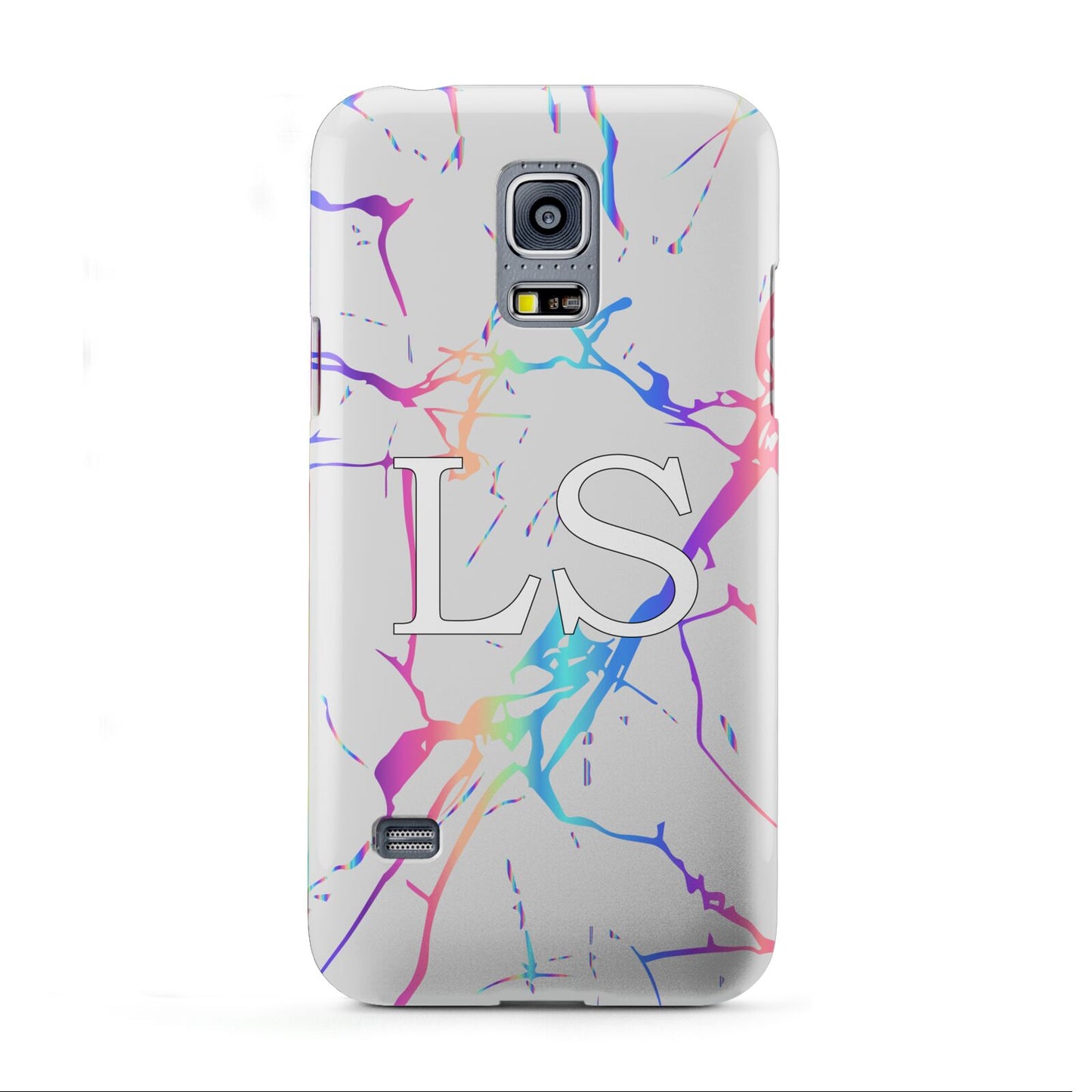 Personalised White Holographic Marble Initials Samsung Galaxy S5 Mini Case