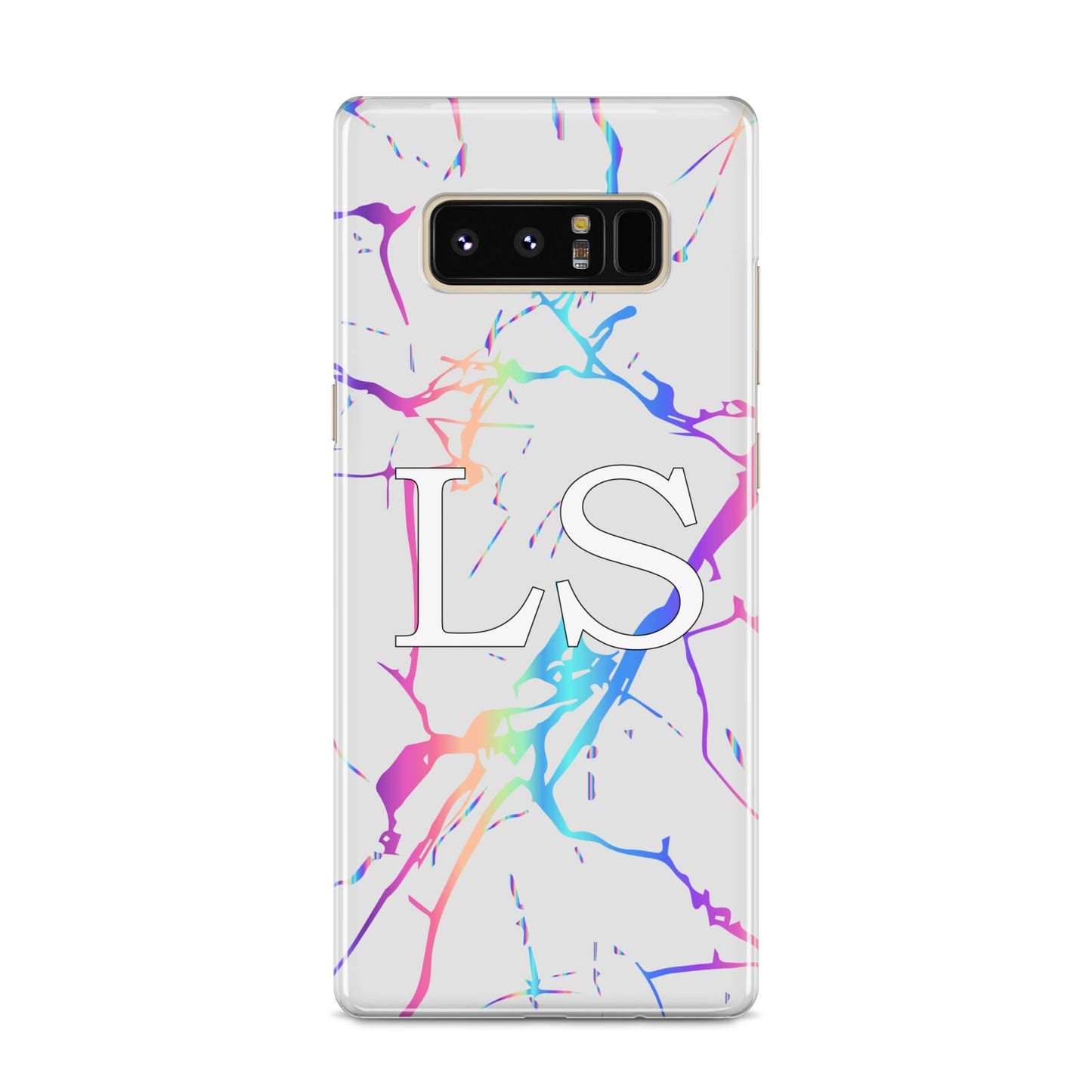 Personalised White Holographic Marble Initials Samsung Galaxy S8 Case