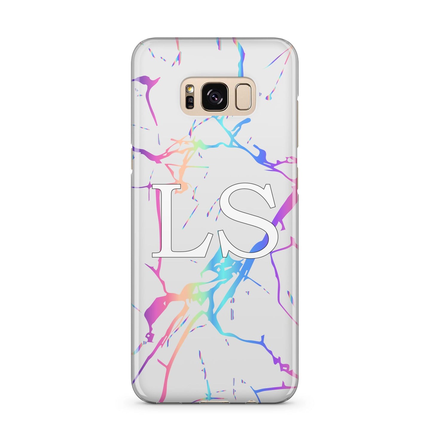 Personalised White Holographic Marble Initials Samsung Galaxy S8 Plus Case