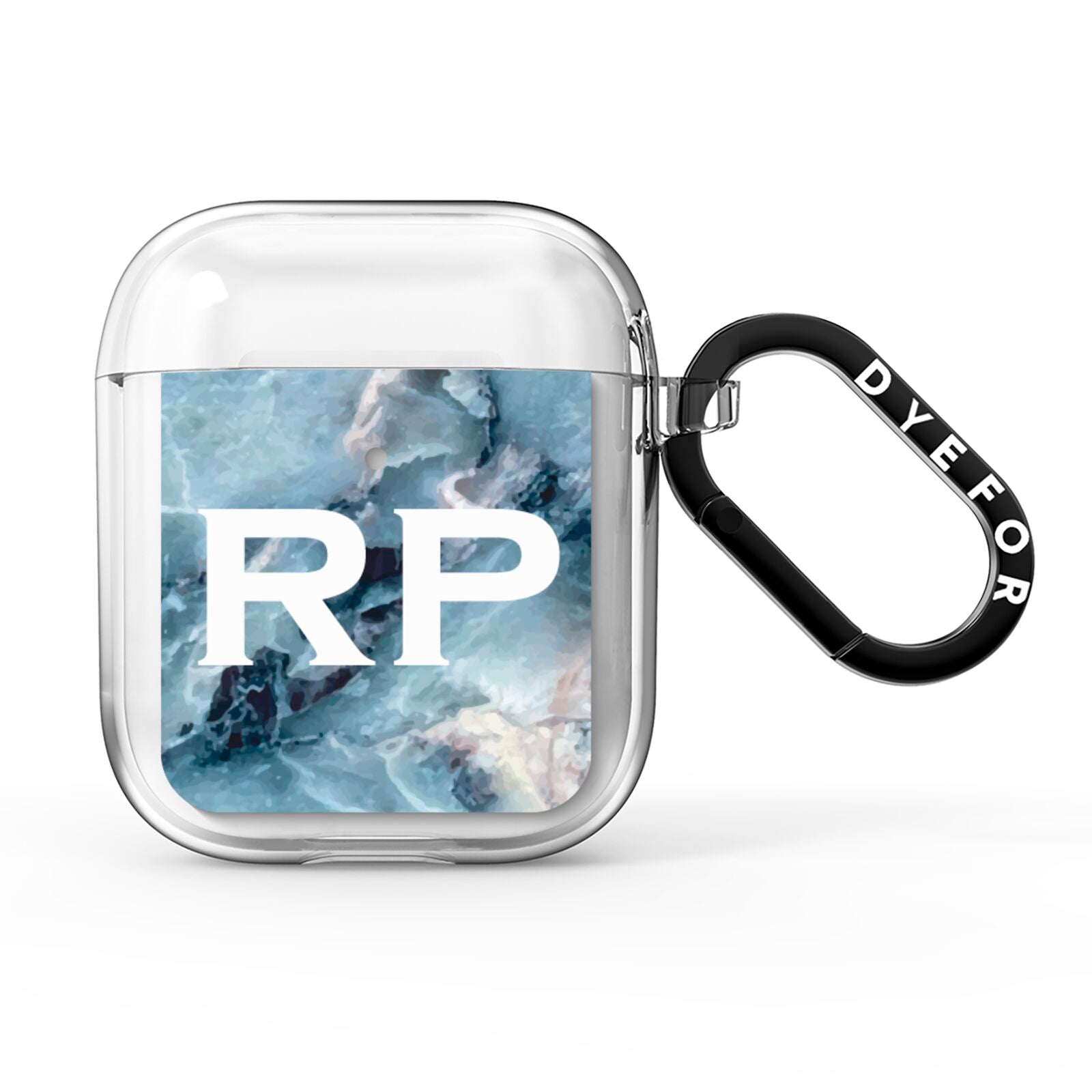 Personalised White Initials Marble AirPods Clear Case