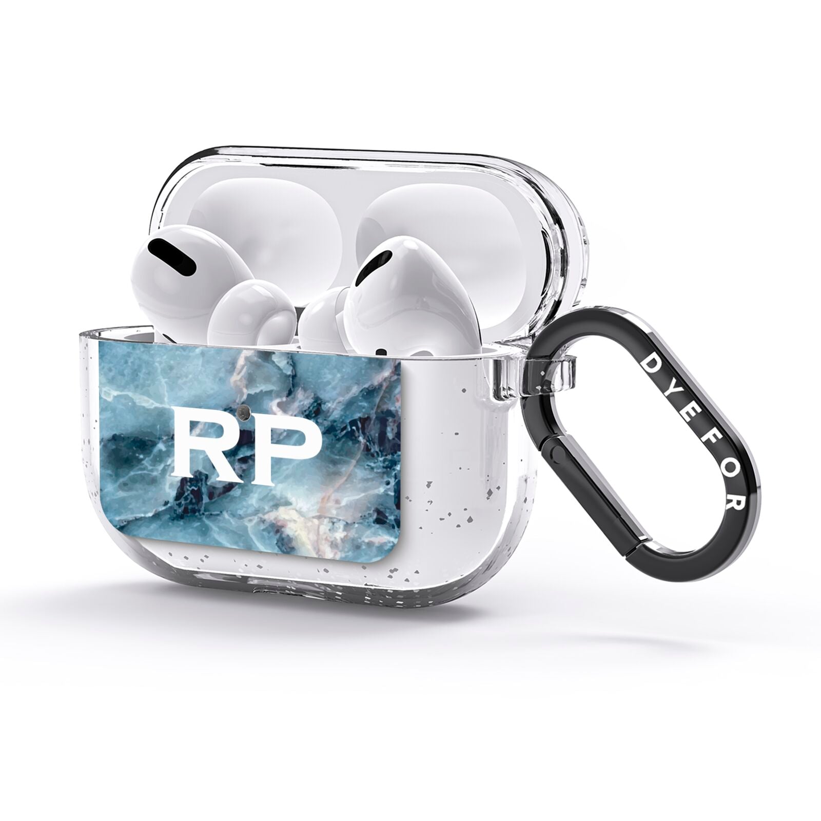 Personalised White Initials Marble AirPods Glitter Case 3rd Gen Side Image