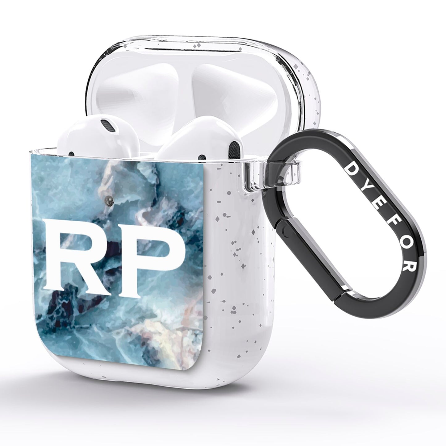 Personalised White Initials Marble AirPods Glitter Case Side Image