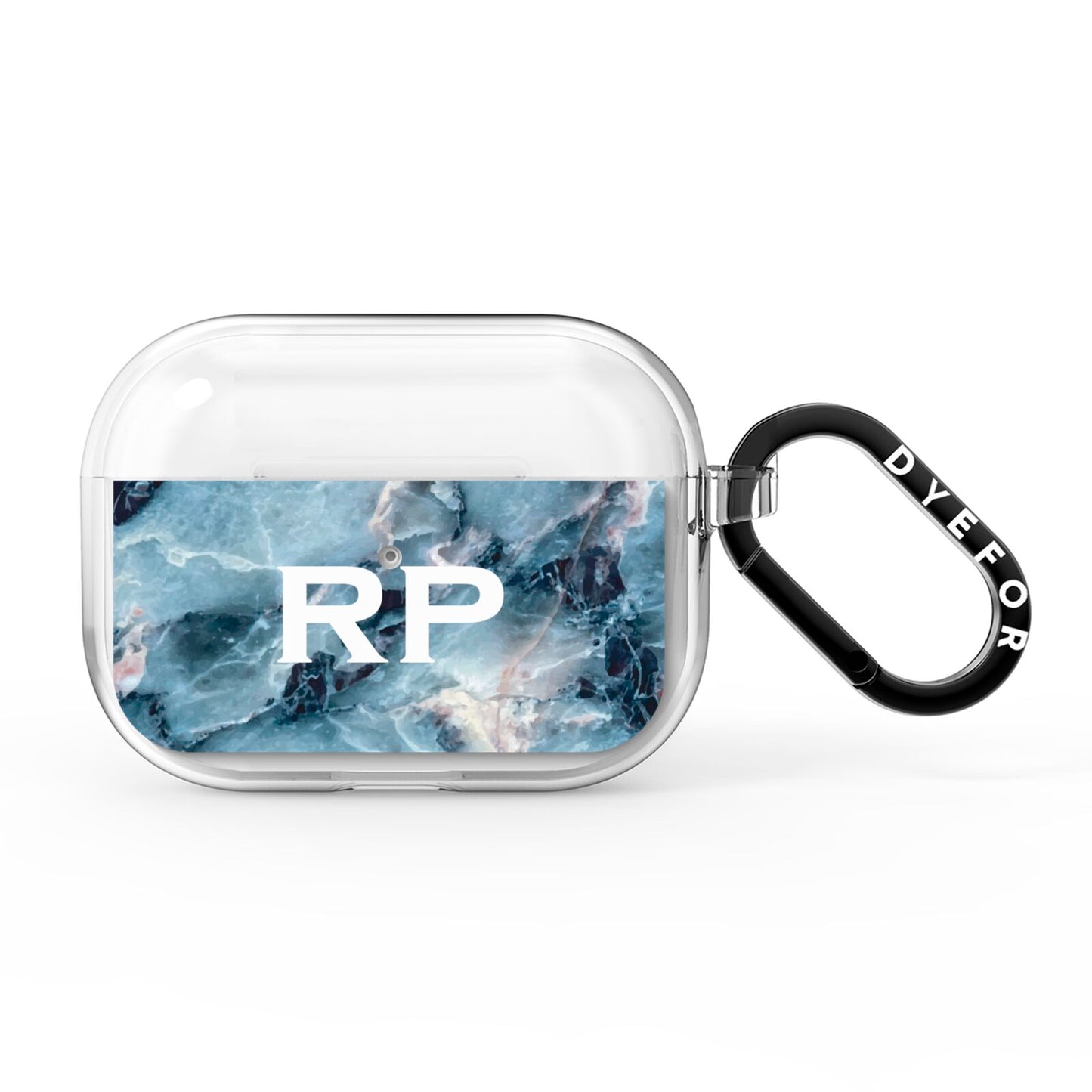 Personalised White Initials Marble AirPods Pro Clear Case