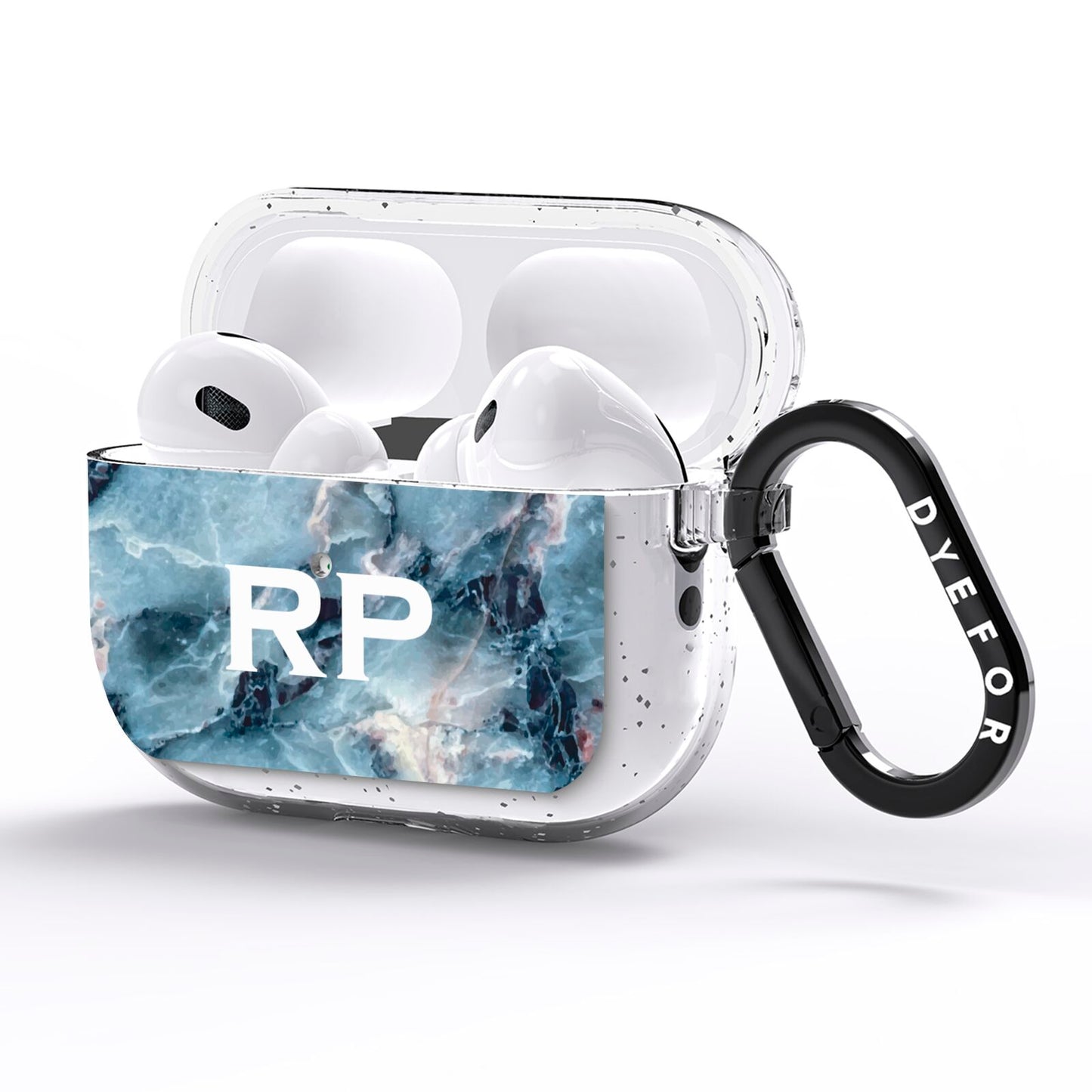 Personalised White Initials Marble AirPods Pro Glitter Case Side Image